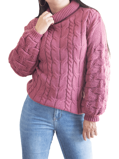 Chaleco mujer lana manga pompón Pandora cuello alto