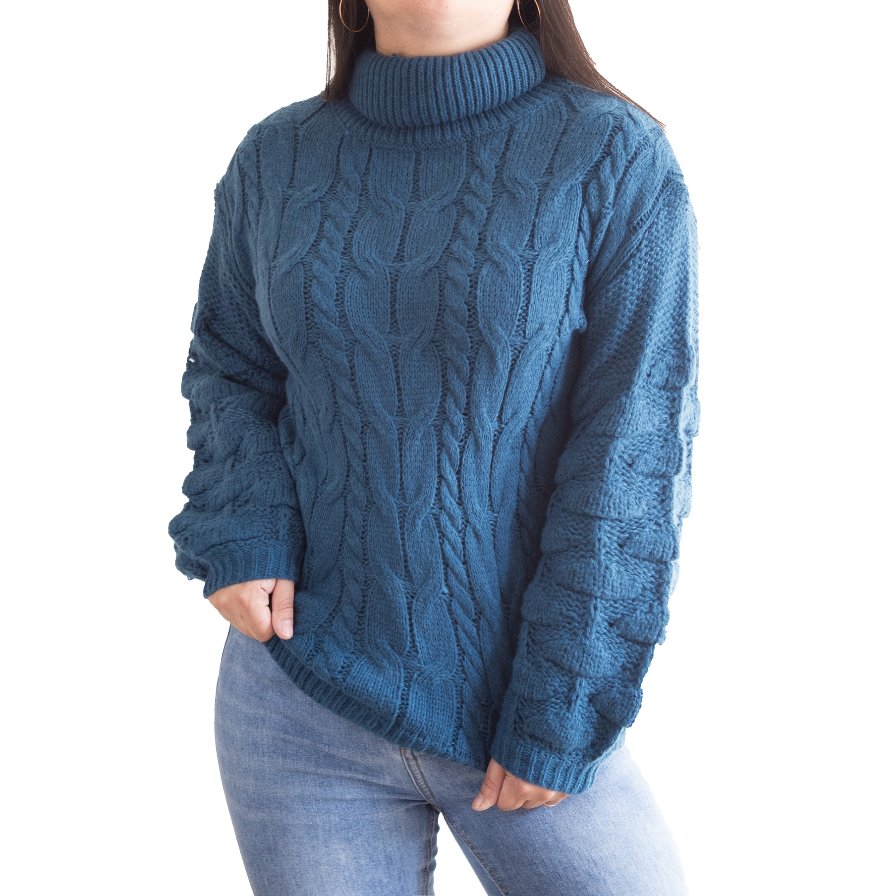 Chaleco mujer lana manga pompón Pandora cuello alto 7