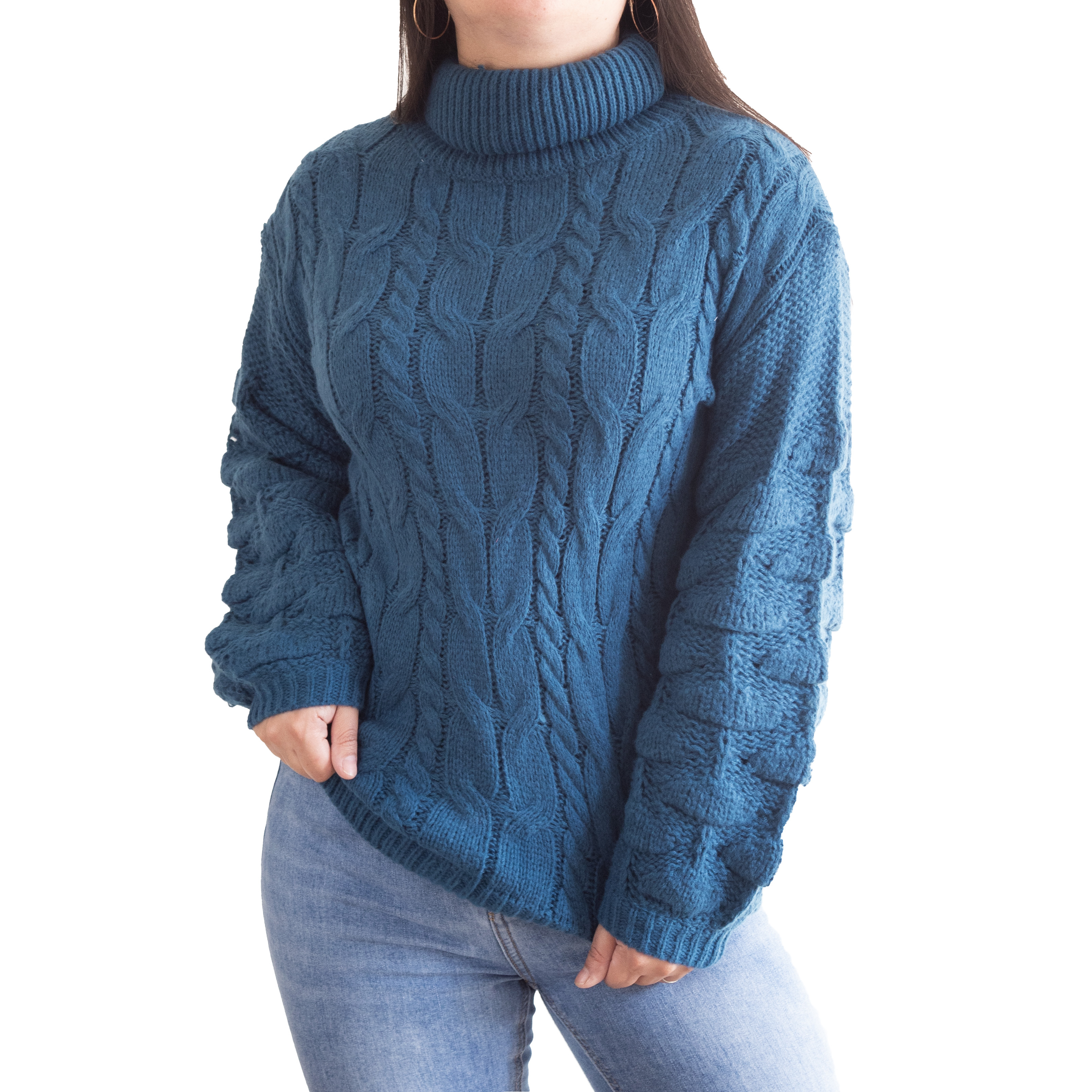 Chaleco mujer lana manga pompón Pandora cuello alto 7