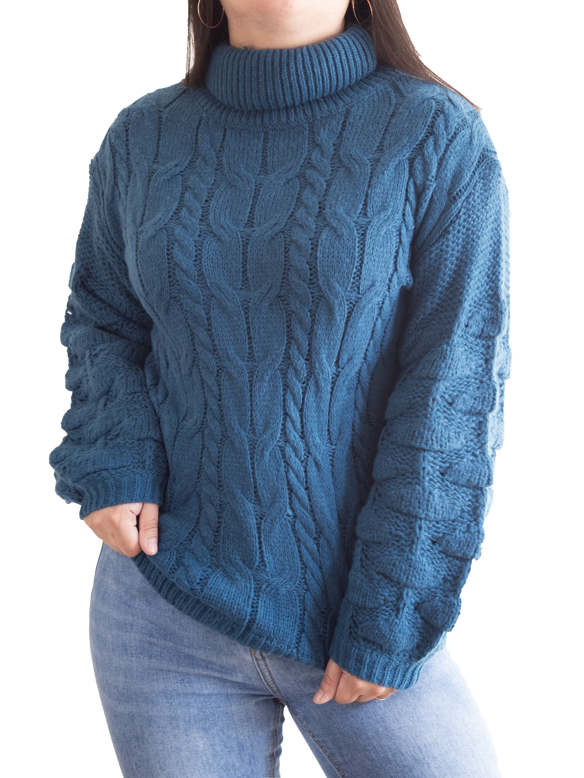 Chaleco mujer lana manga pompón Pandora cuello alto 7