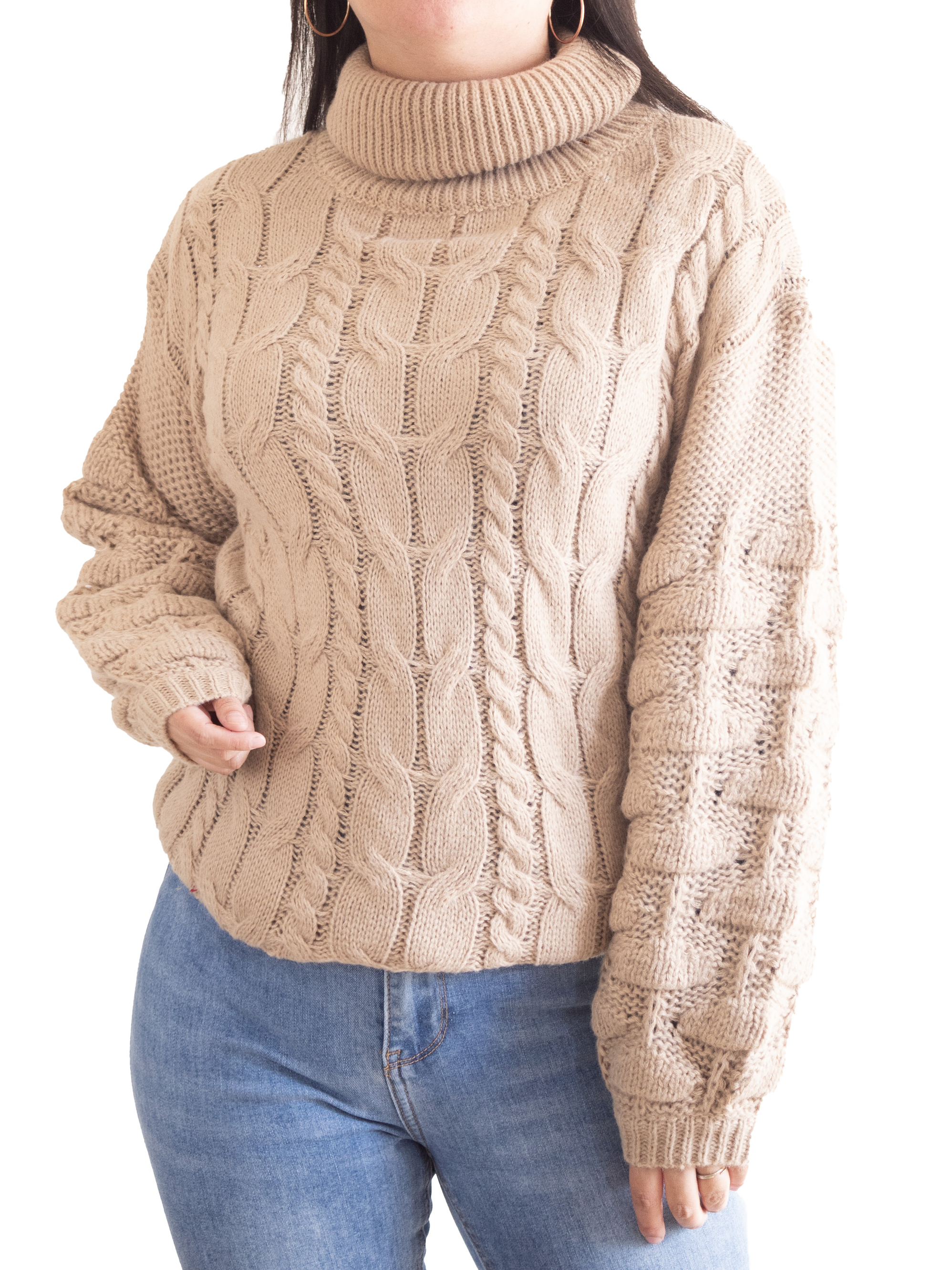 Chaleco mujer lana manga pompón Pandora cuello alto 8