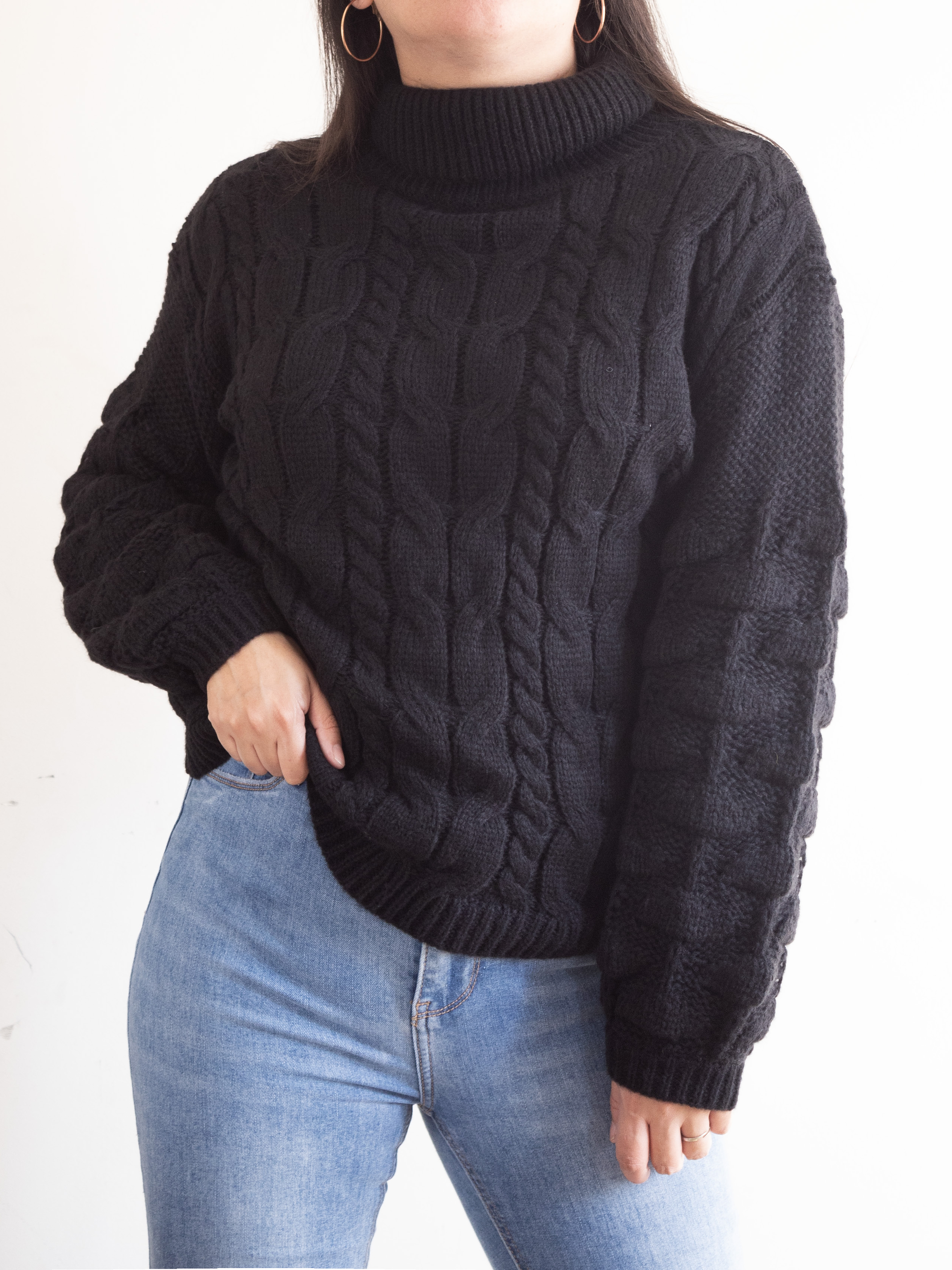 Chaleco mujer lana manga pompón Pandora cuello alto 10