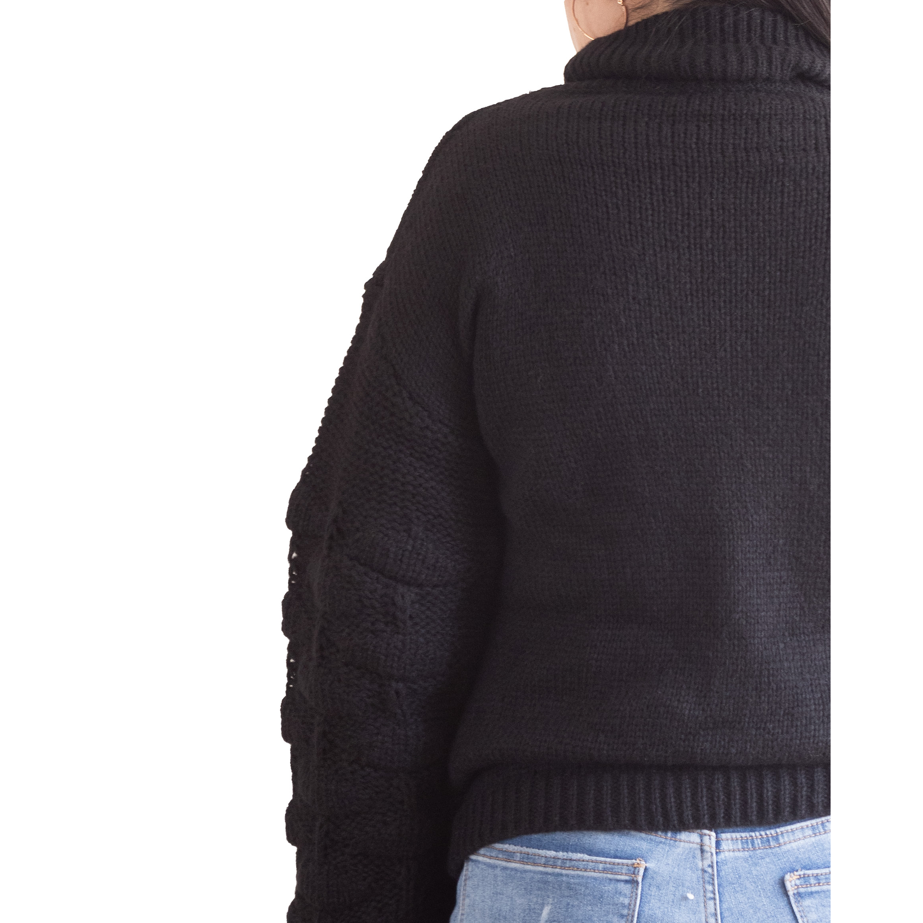 Chaleco mujer lana manga pompón Pandora cuello alto 12