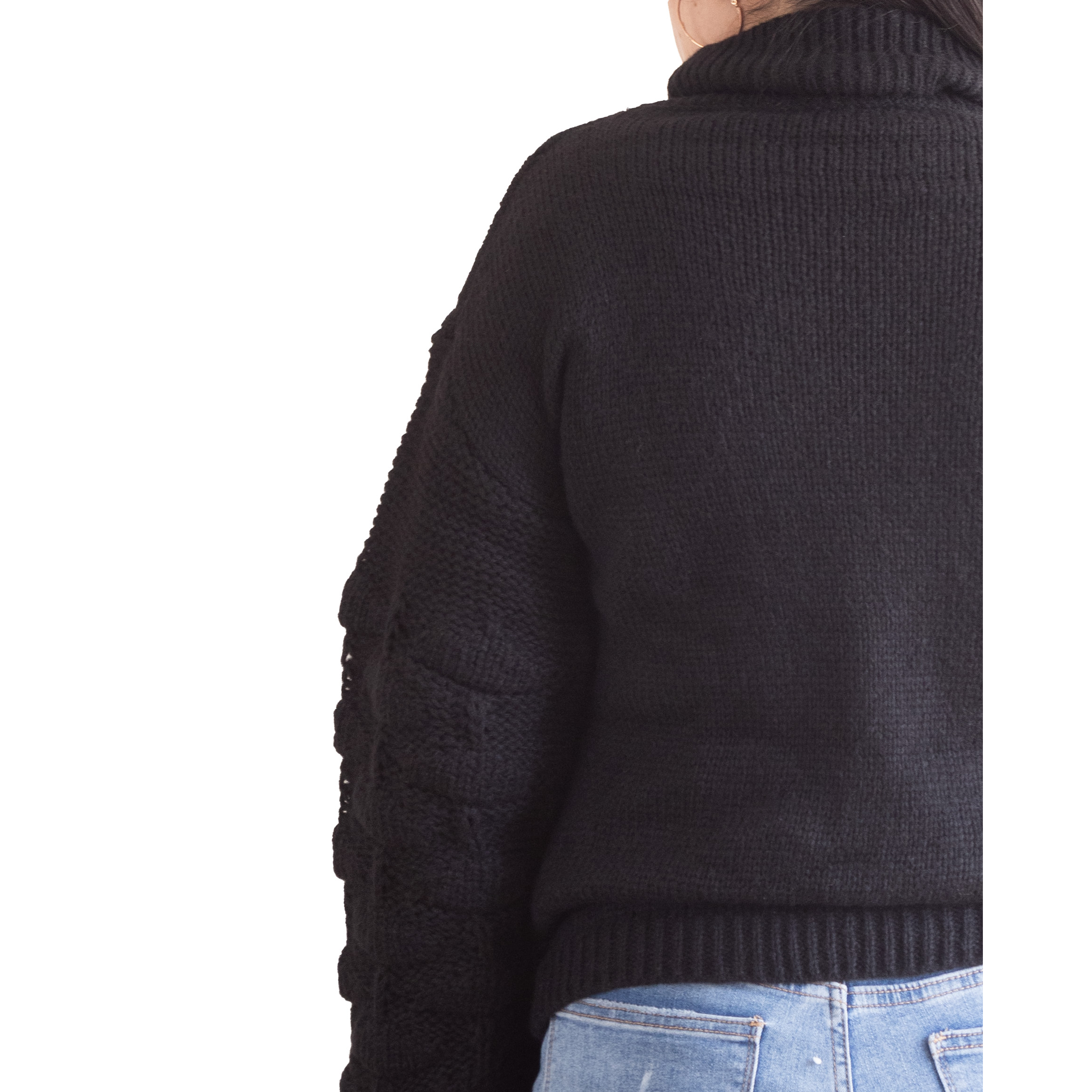 Chaleco mujer lana manga pompón Pandora cuello alto 12