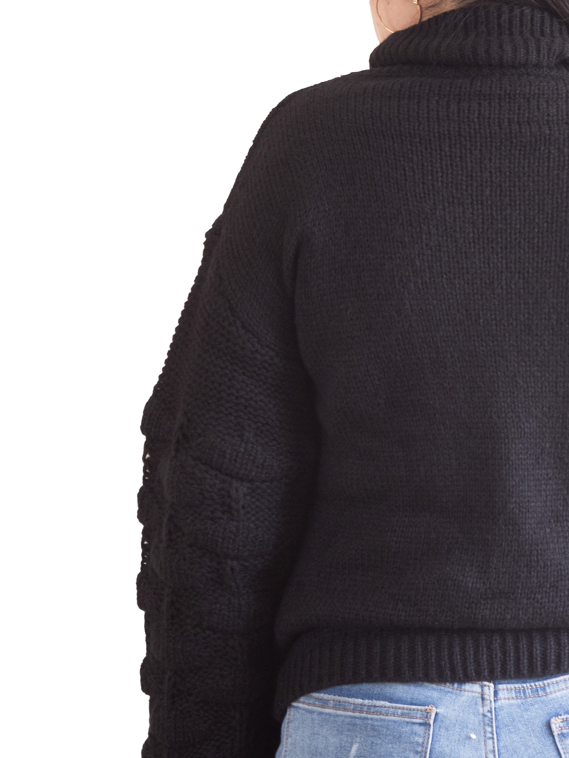 Chaleco mujer lana manga pompón Pandora cuello alto 12