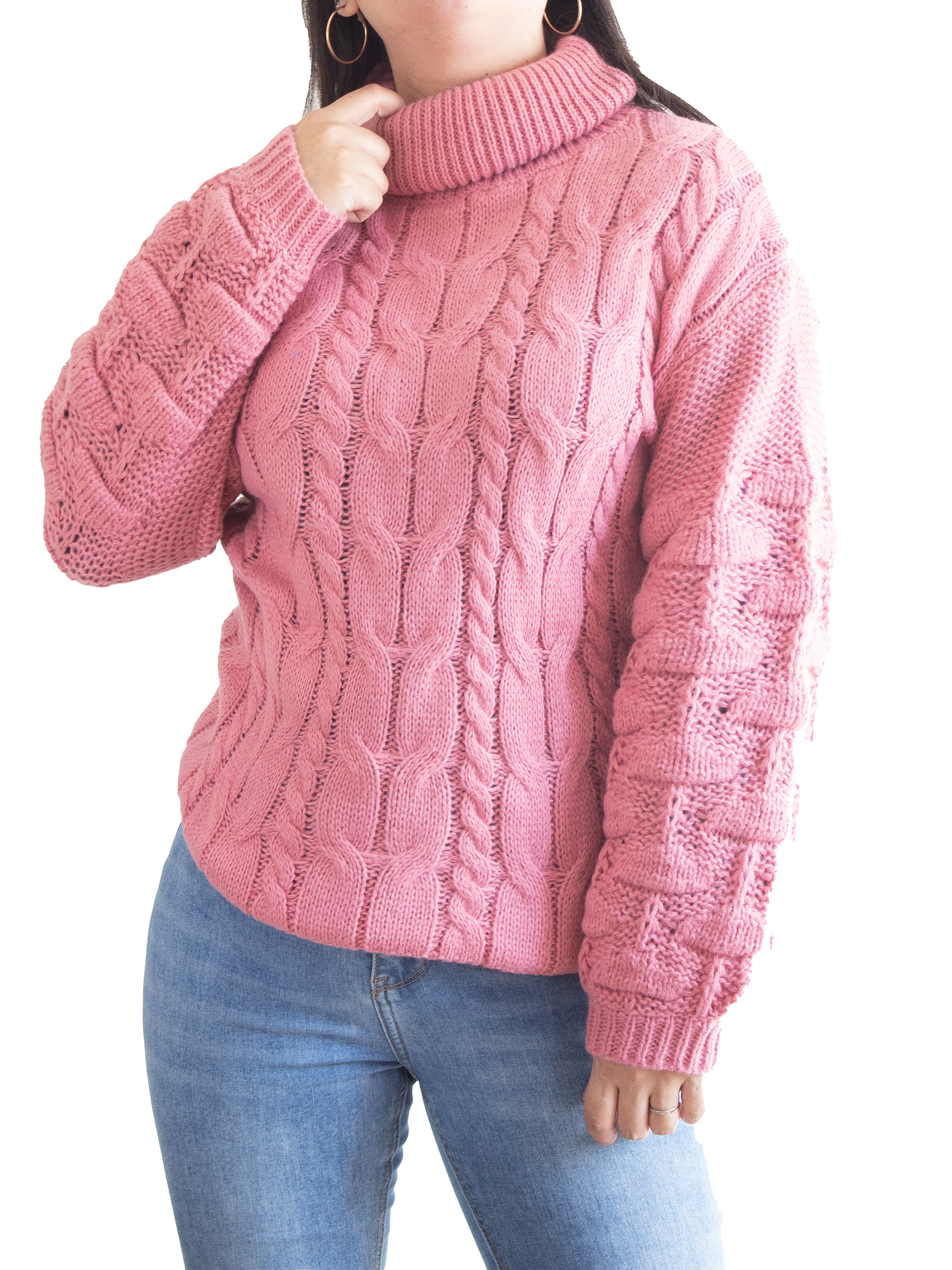 Chaleco mujer lana manga pompón Pandora cuello alto 13