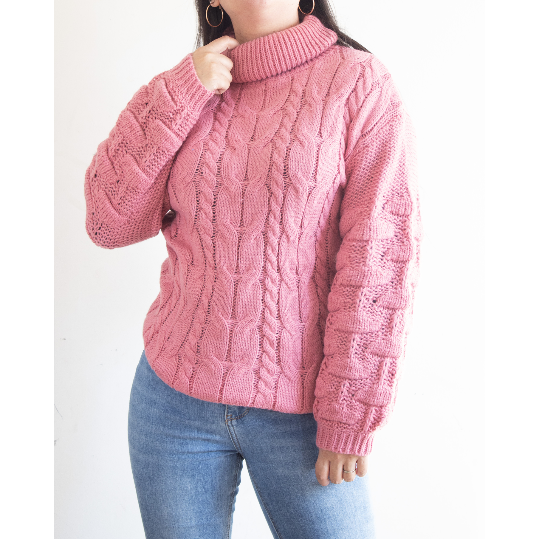 Chaleco mujer lana manga pompón Pandora cuello alto 14