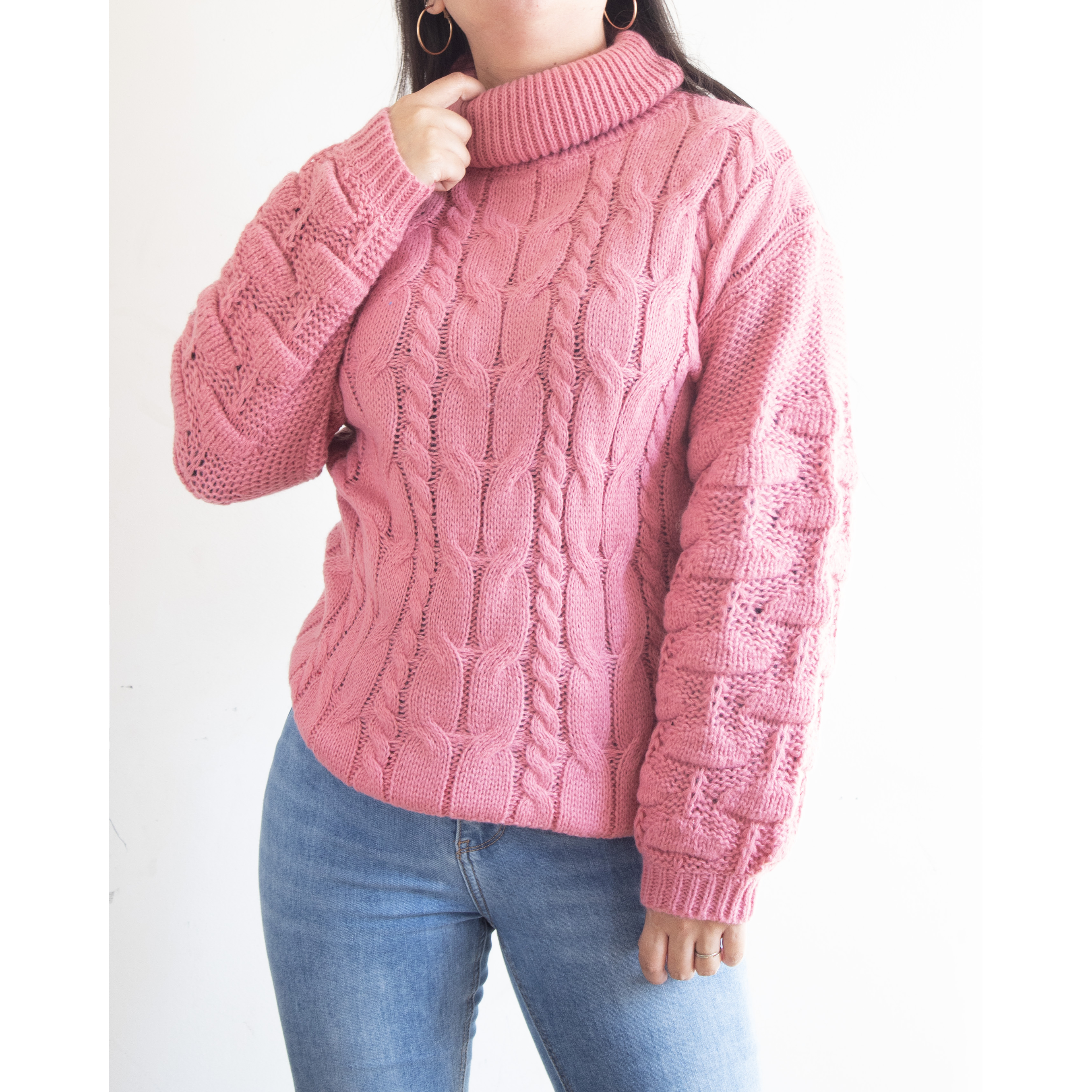 Chaleco mujer lana manga pompón Pandora cuello alto 14