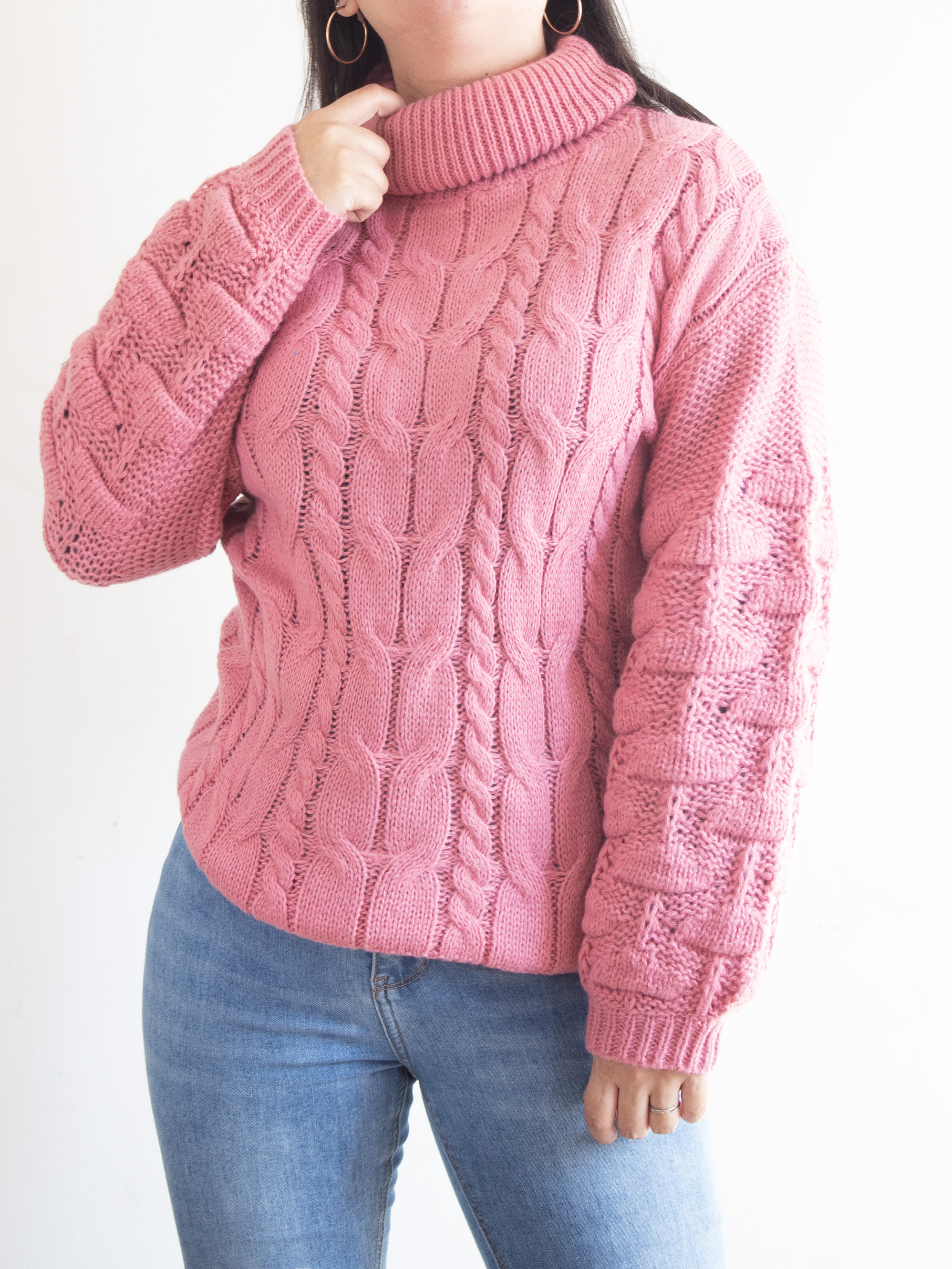 Chaleco mujer lana manga pompón Pandora cuello alto 14