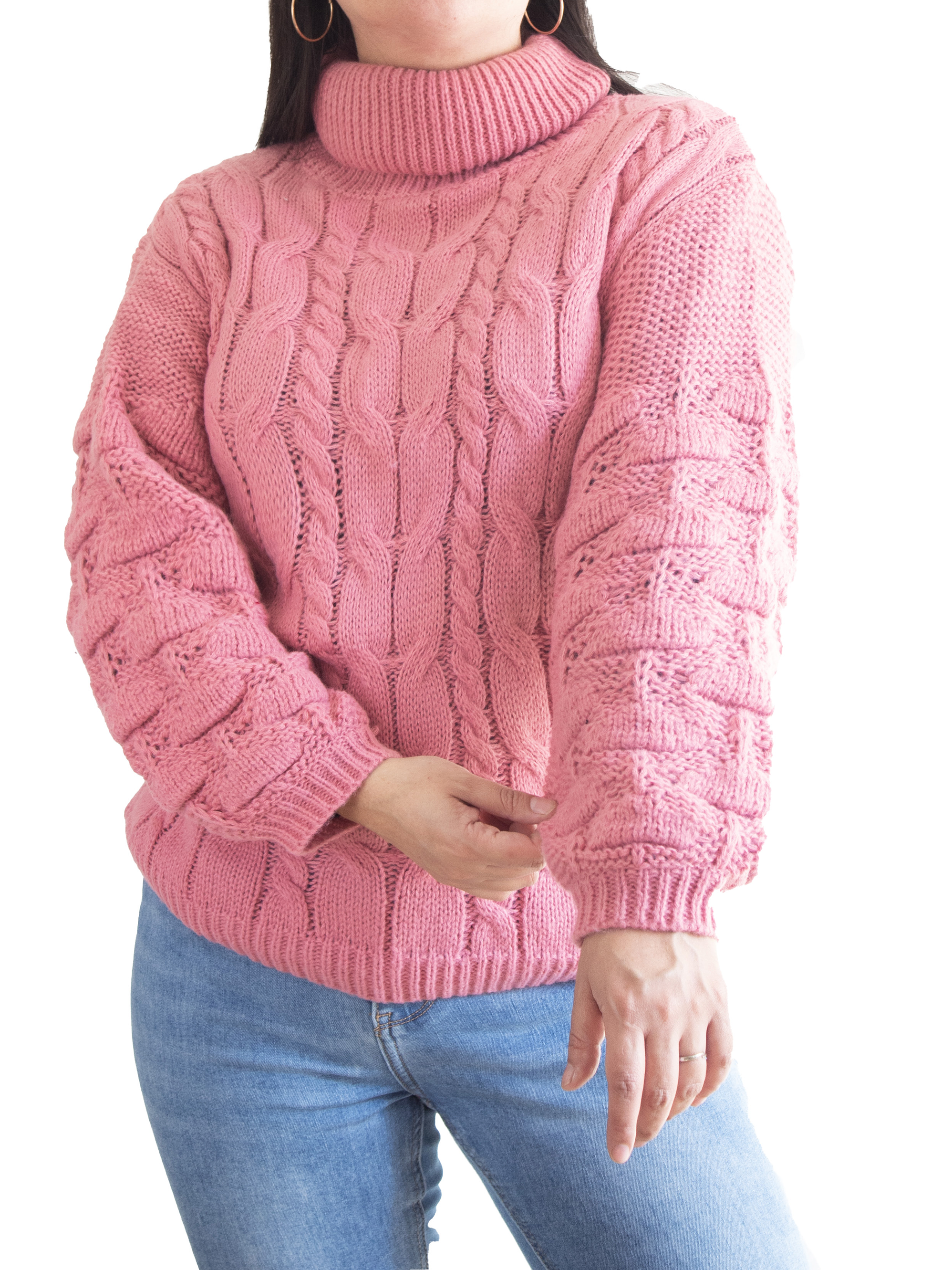 Chaleco mujer lana manga pompón Pandora cuello alto 15