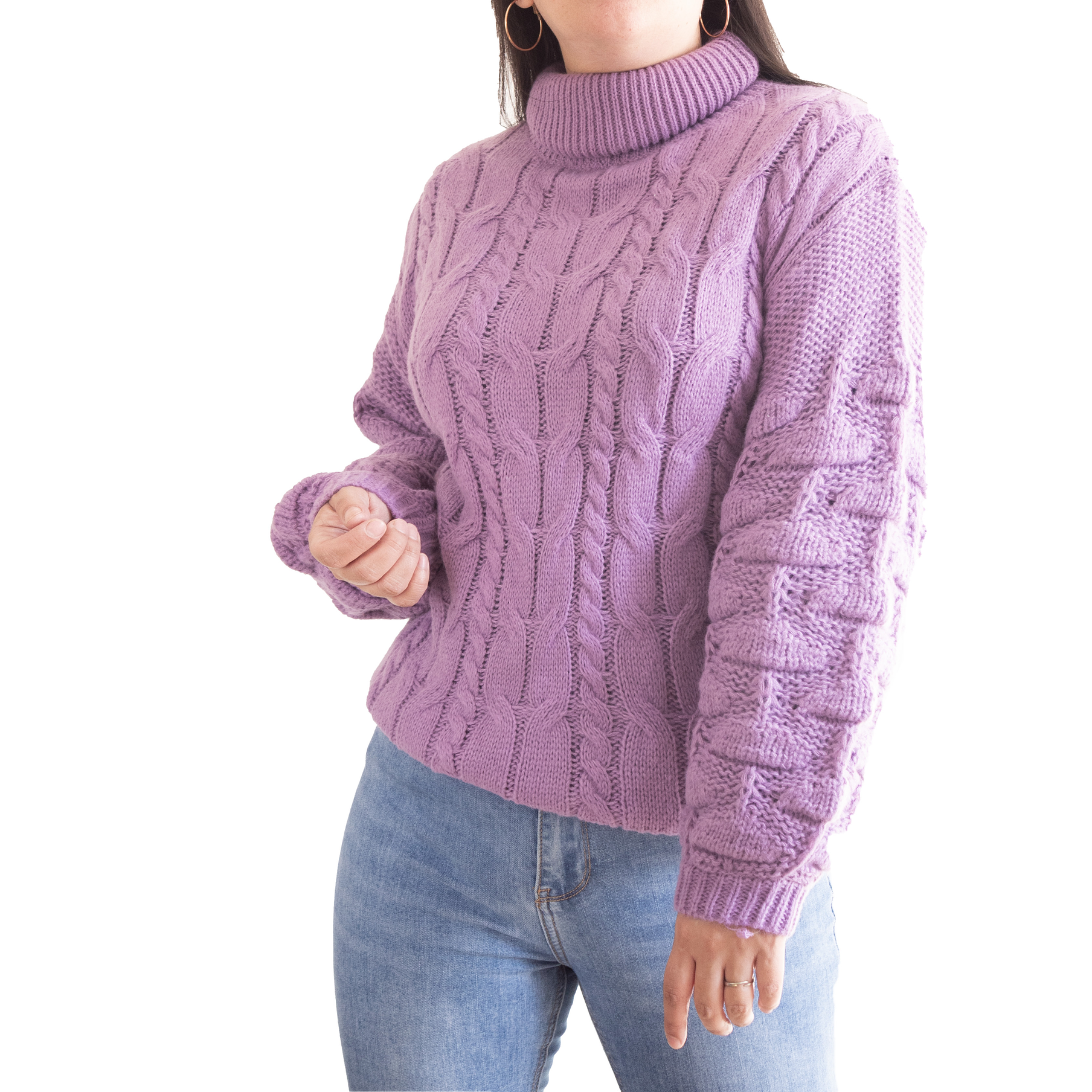 Chaleco mujer lana manga pompón Pandora cuello alto 17