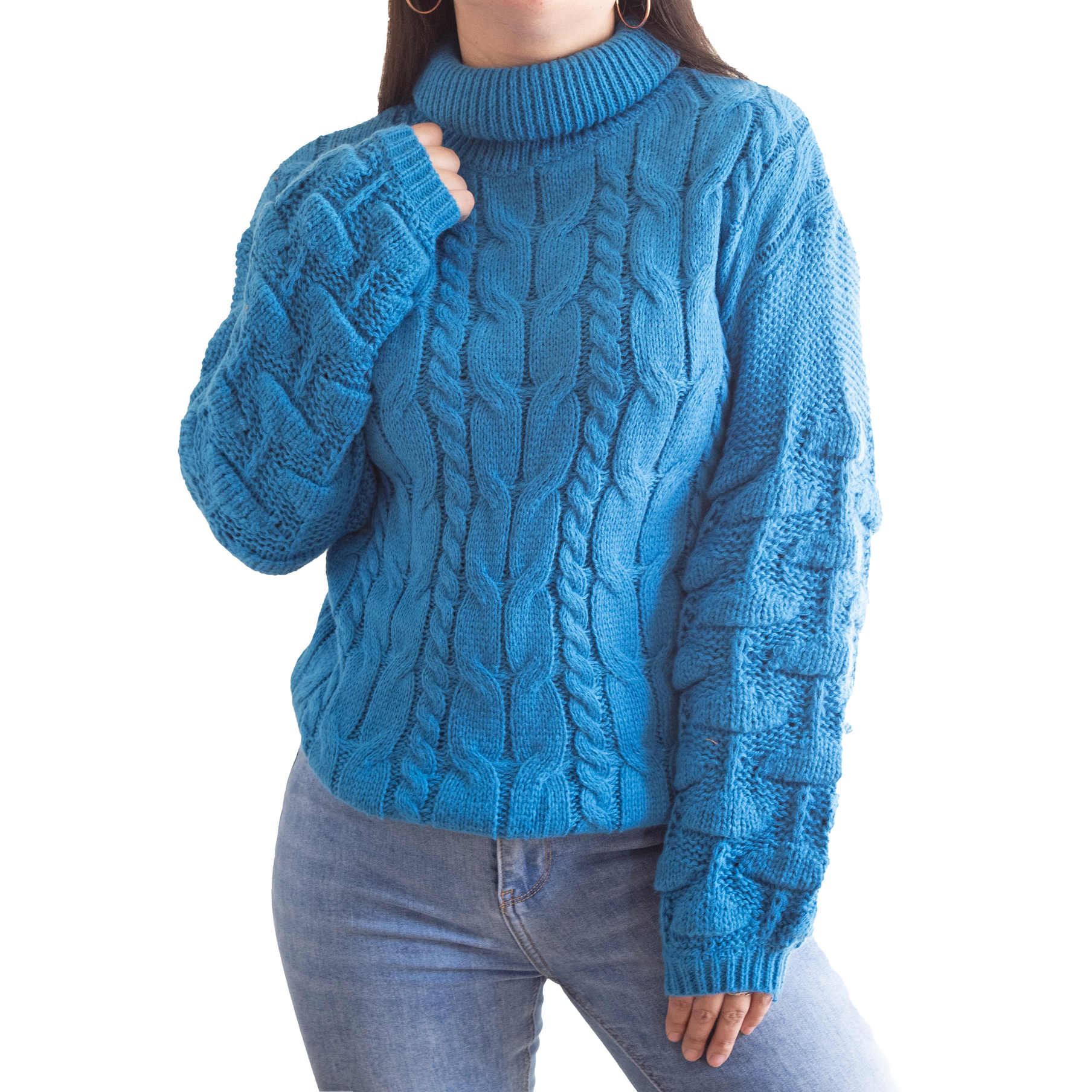 Chaleco mujer lana manga pompón Pandora cuello alto 18