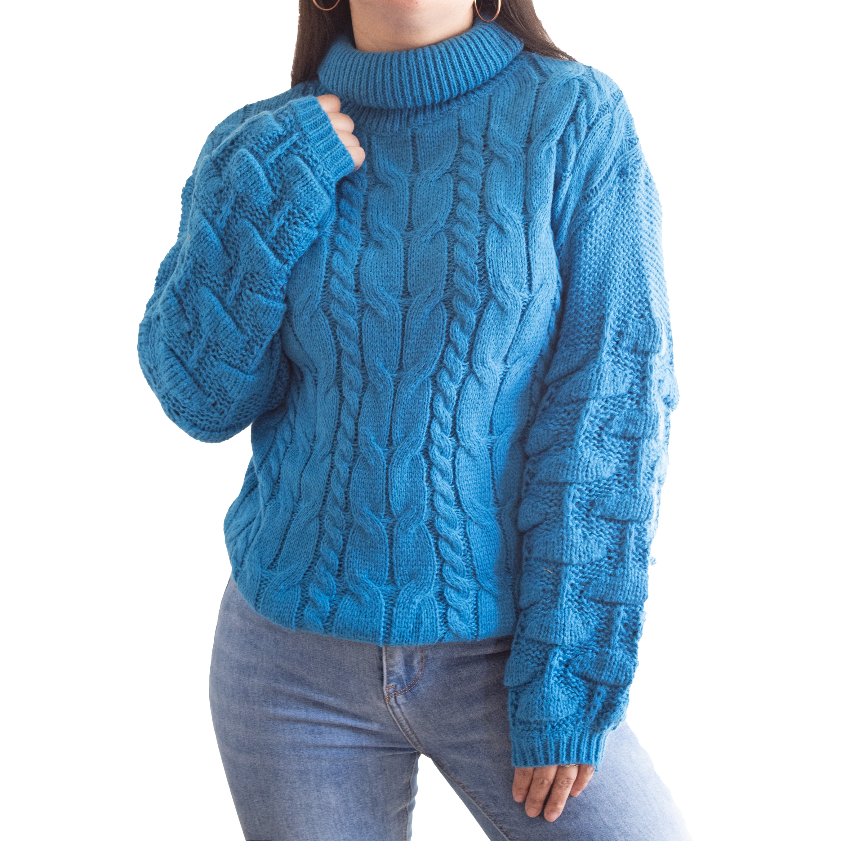 Chaleco mujer lana manga pompón Pandora cuello alto 18