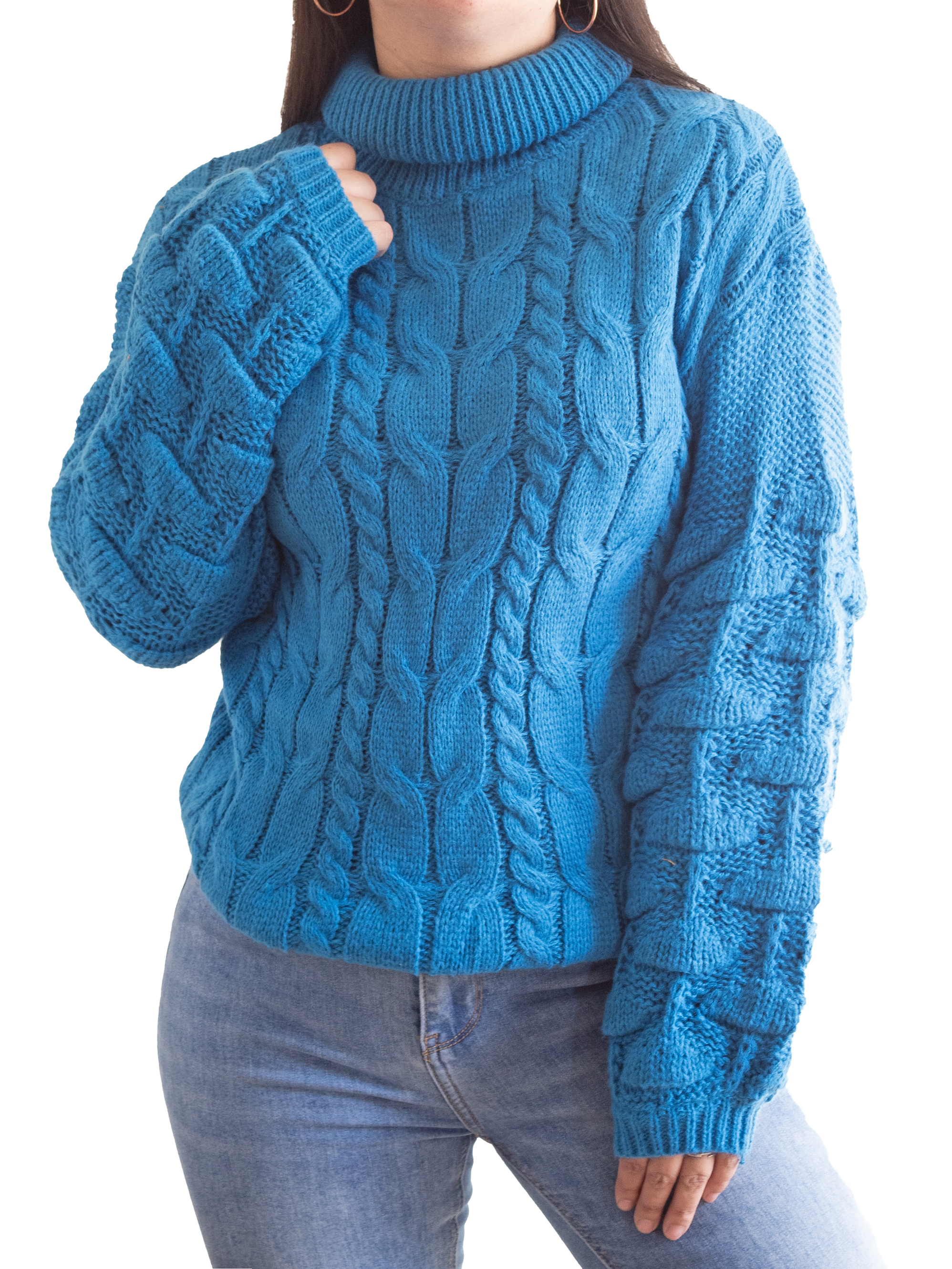 Chaleco mujer lana manga pompón Pandora cuello alto 18