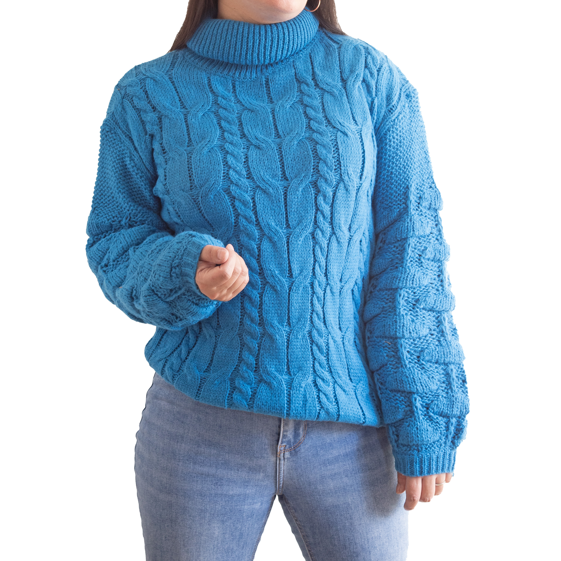 Chaleco mujer lana manga pompón Pandora cuello alto 19