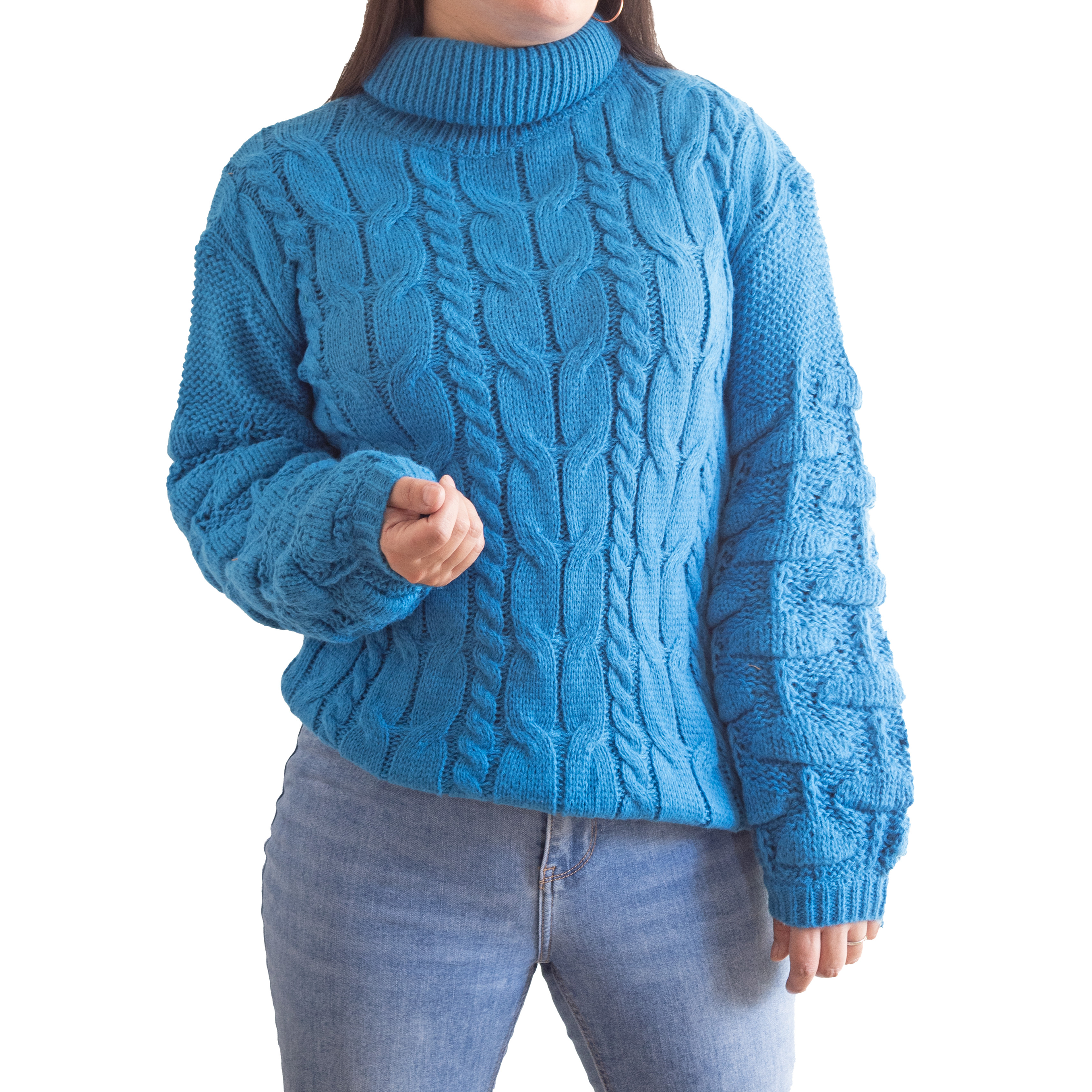 Chaleco mujer lana manga pompón Pandora cuello alto 19