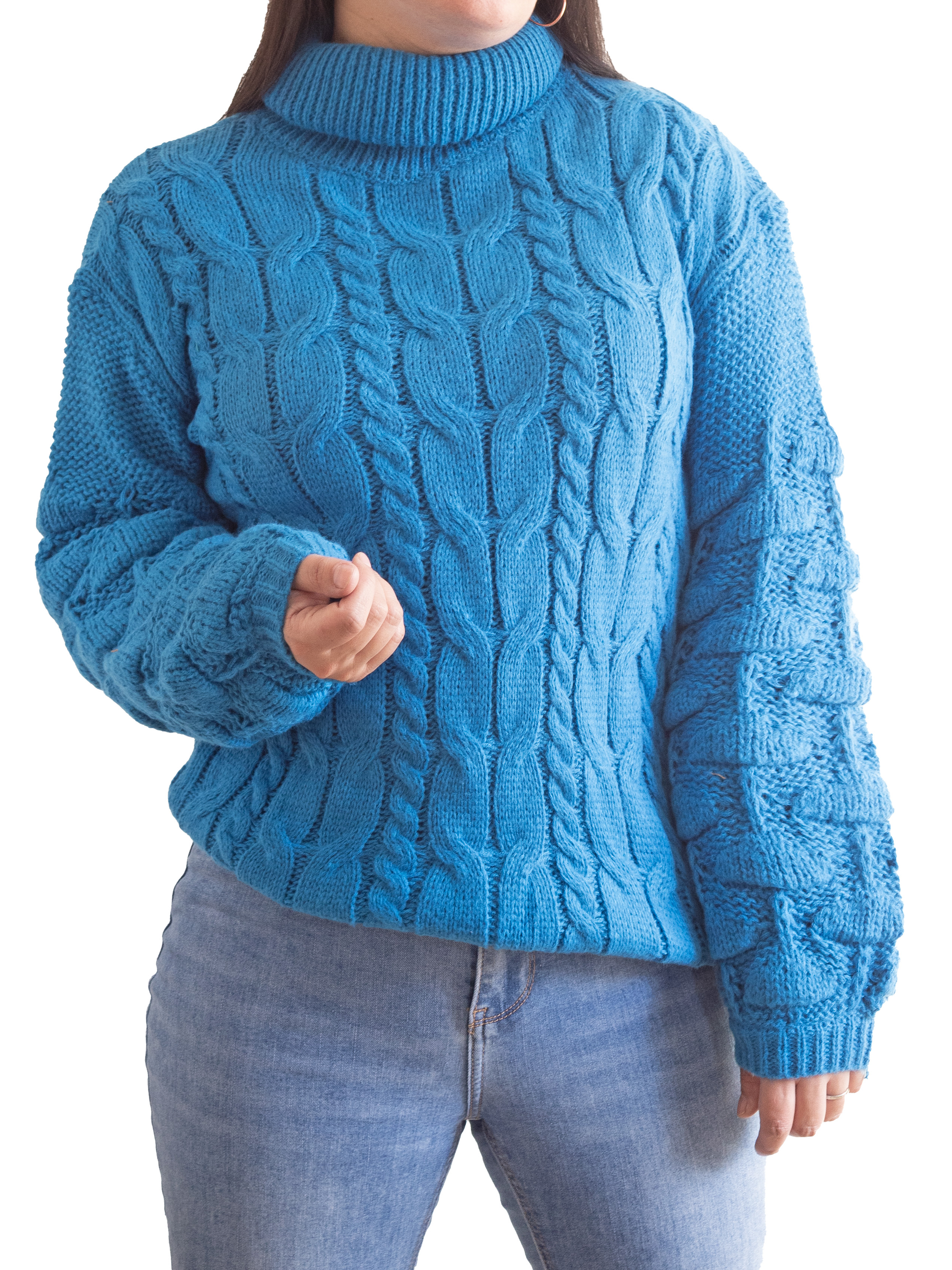 Chaleco mujer lana manga pompón Pandora cuello alto 19