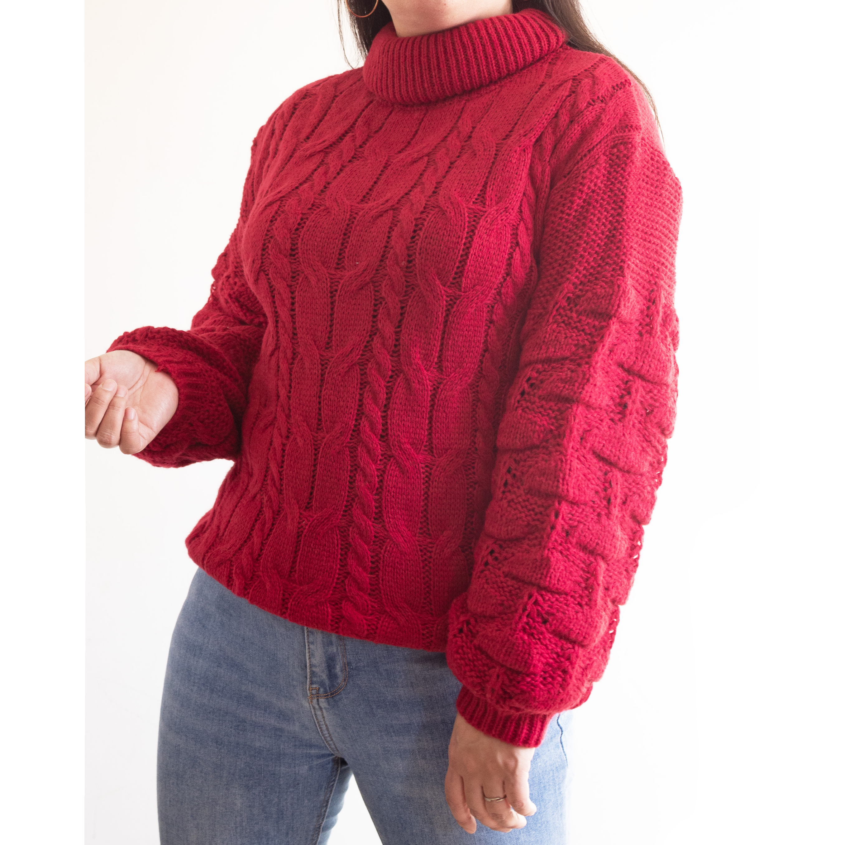 Chaleco mujer lana manga pompón Pandora cuello alto 20