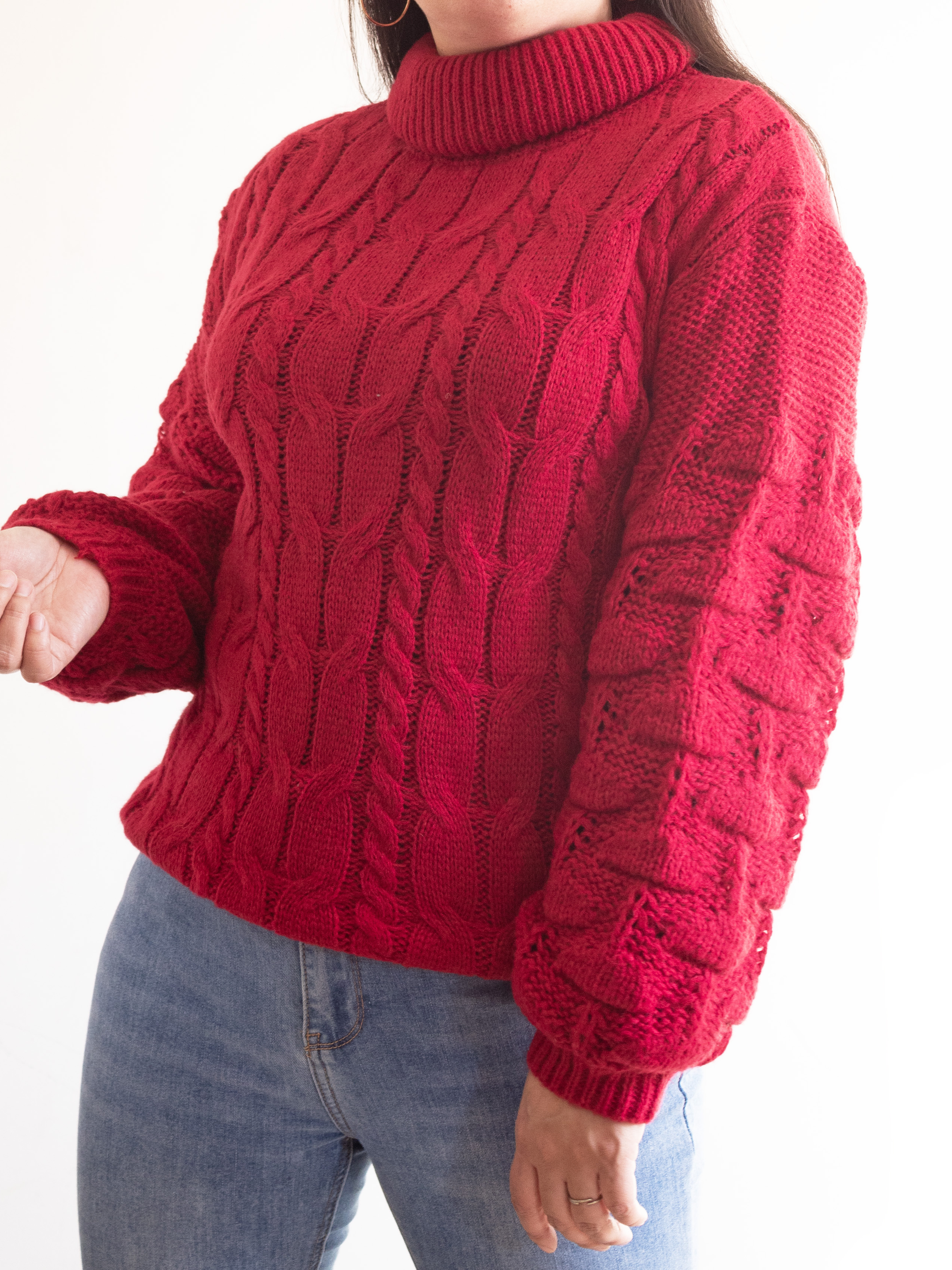 Chaleco mujer lana manga pompón Pandora cuello alto 20