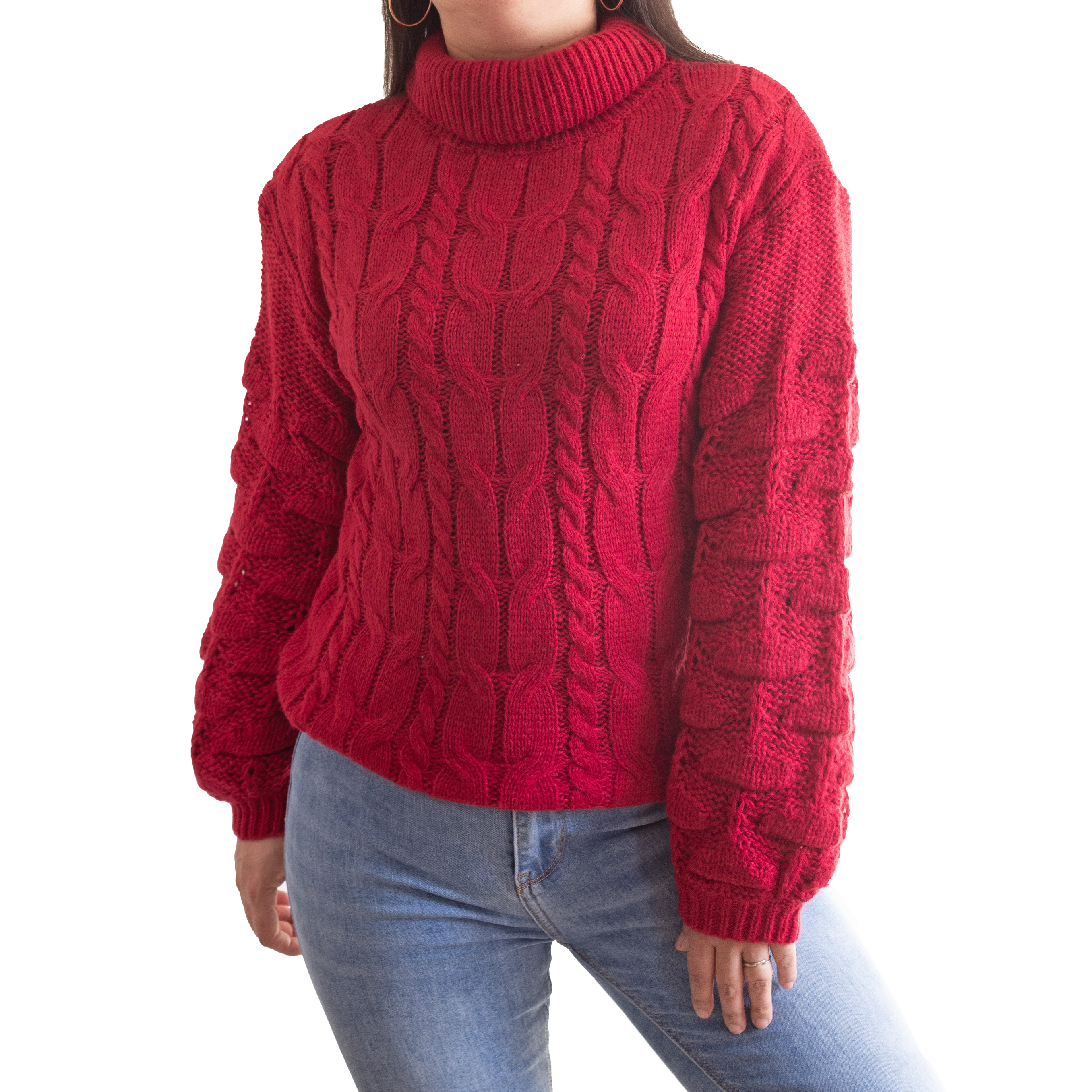 Chaleco mujer lana manga pompón Pandora cuello alto 21