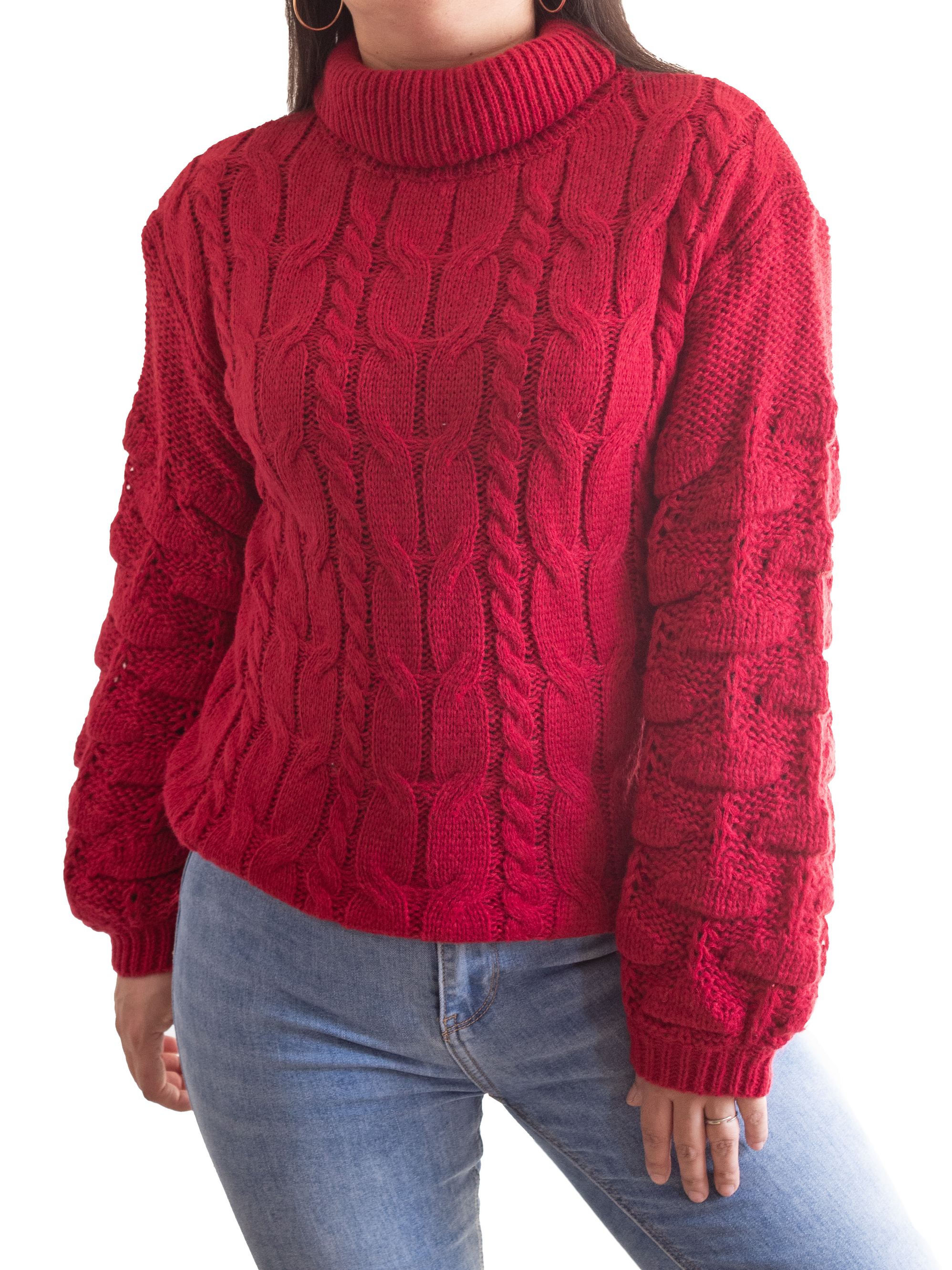 Chaleco mujer lana manga pompón Pandora cuello alto 21