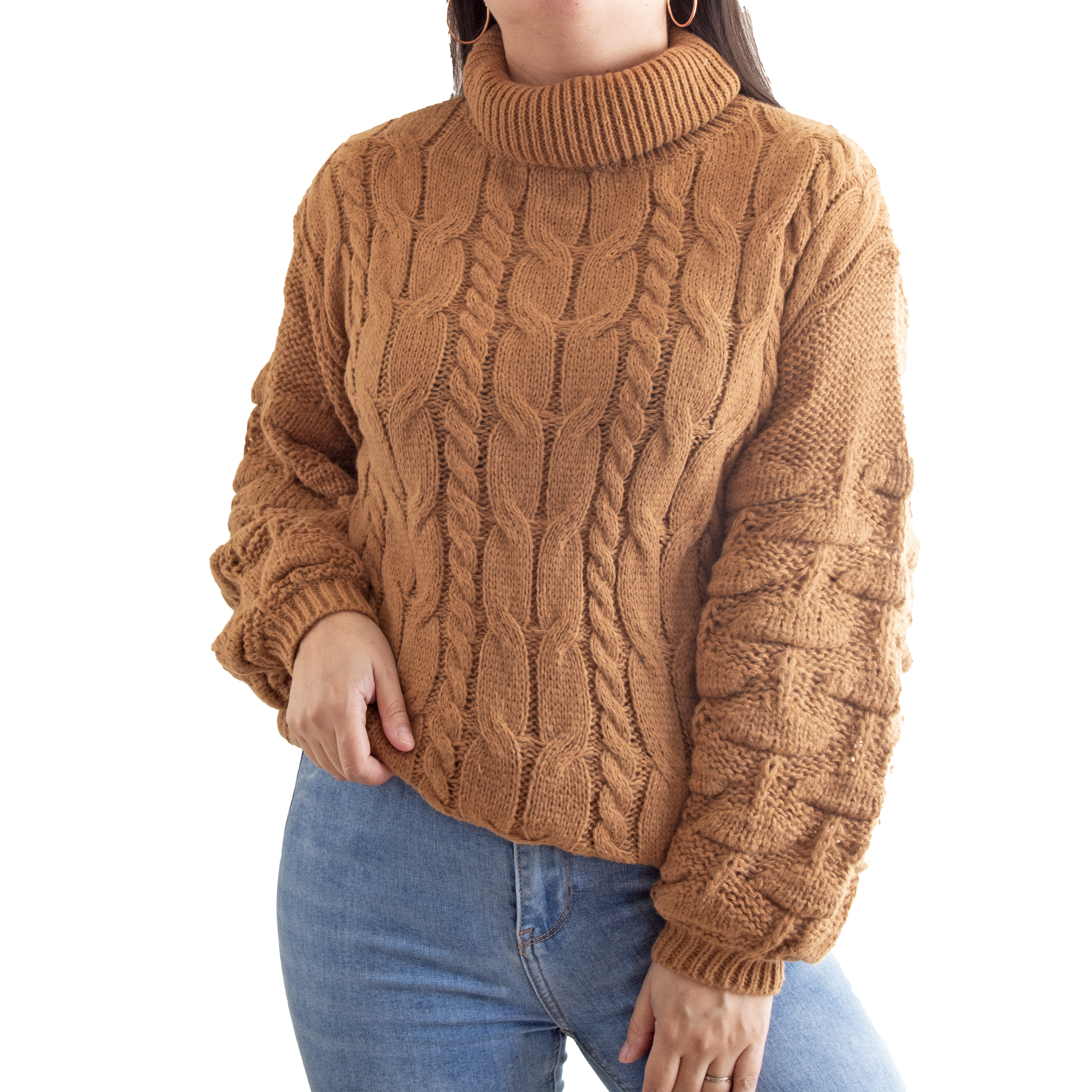 Chaleco mujer lana manga pompón Pandora cuello alto 22