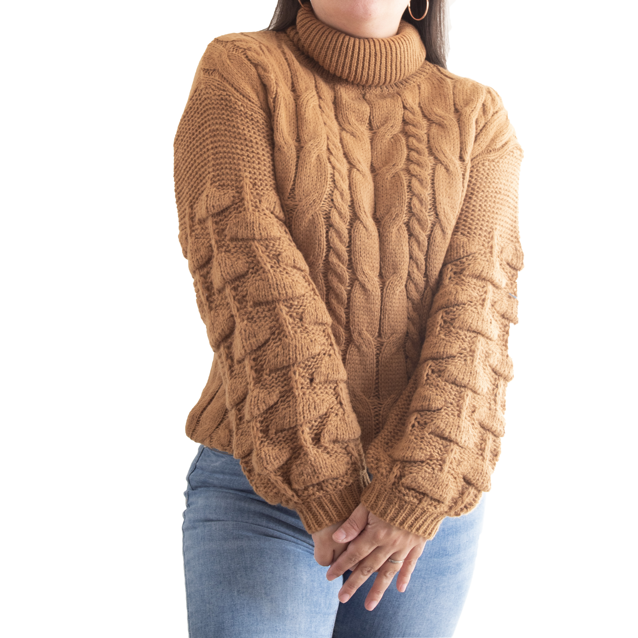 Chaleco mujer lana manga pompón Pandora cuello alto 24