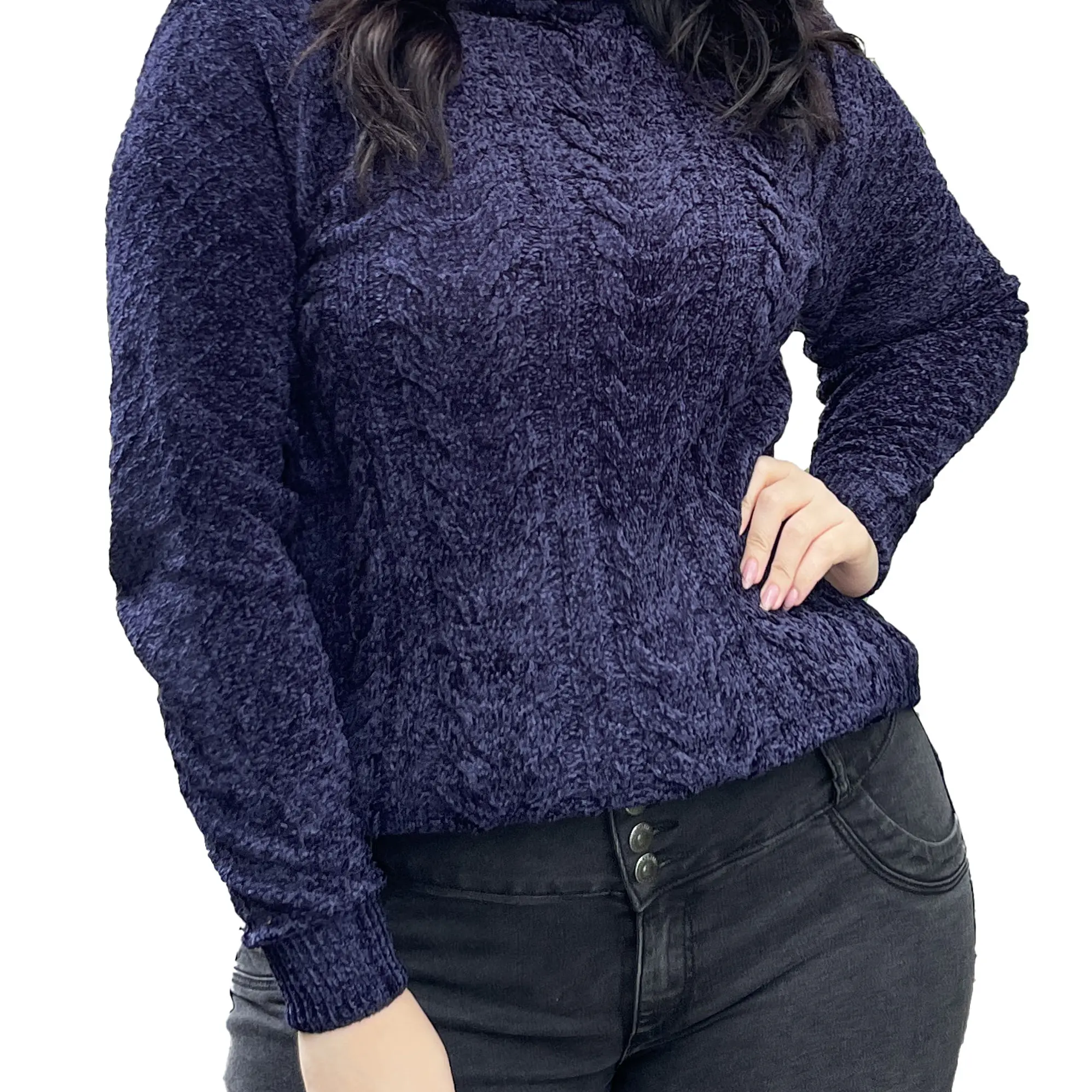 Sweater cuello alto mujer Chenille Luciana 10