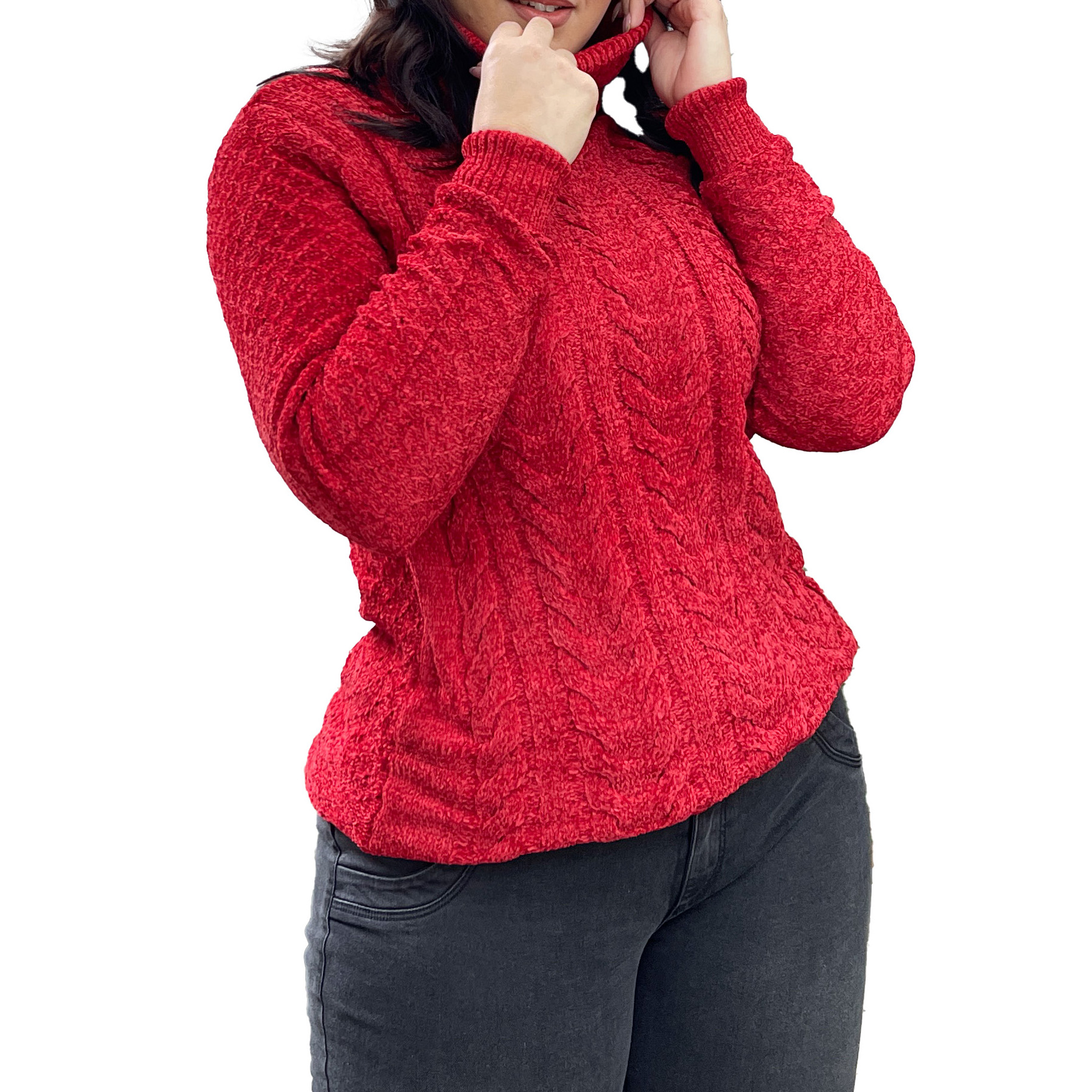 Sweater cuello alto mujer Chenille Luciana 1