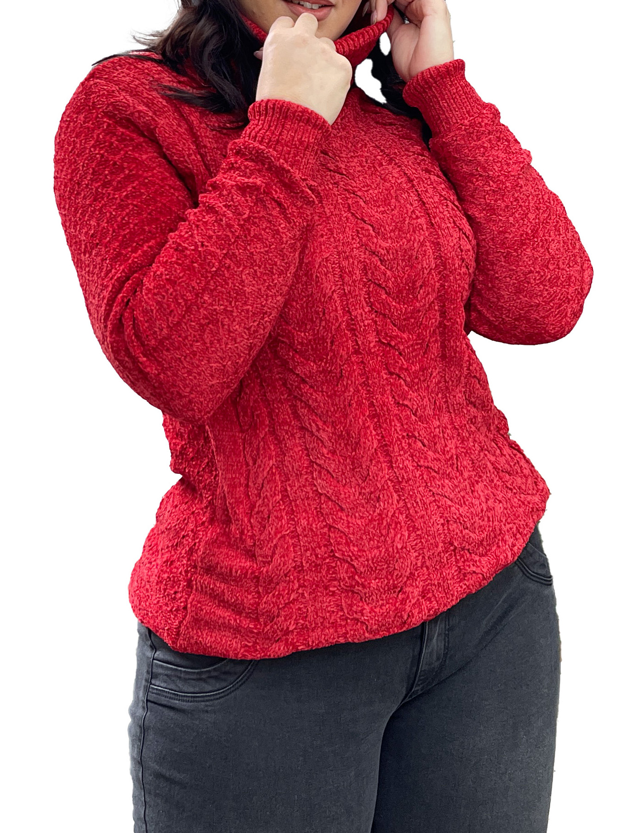 Sweater cuello alto mujer Chenille Luciana 1