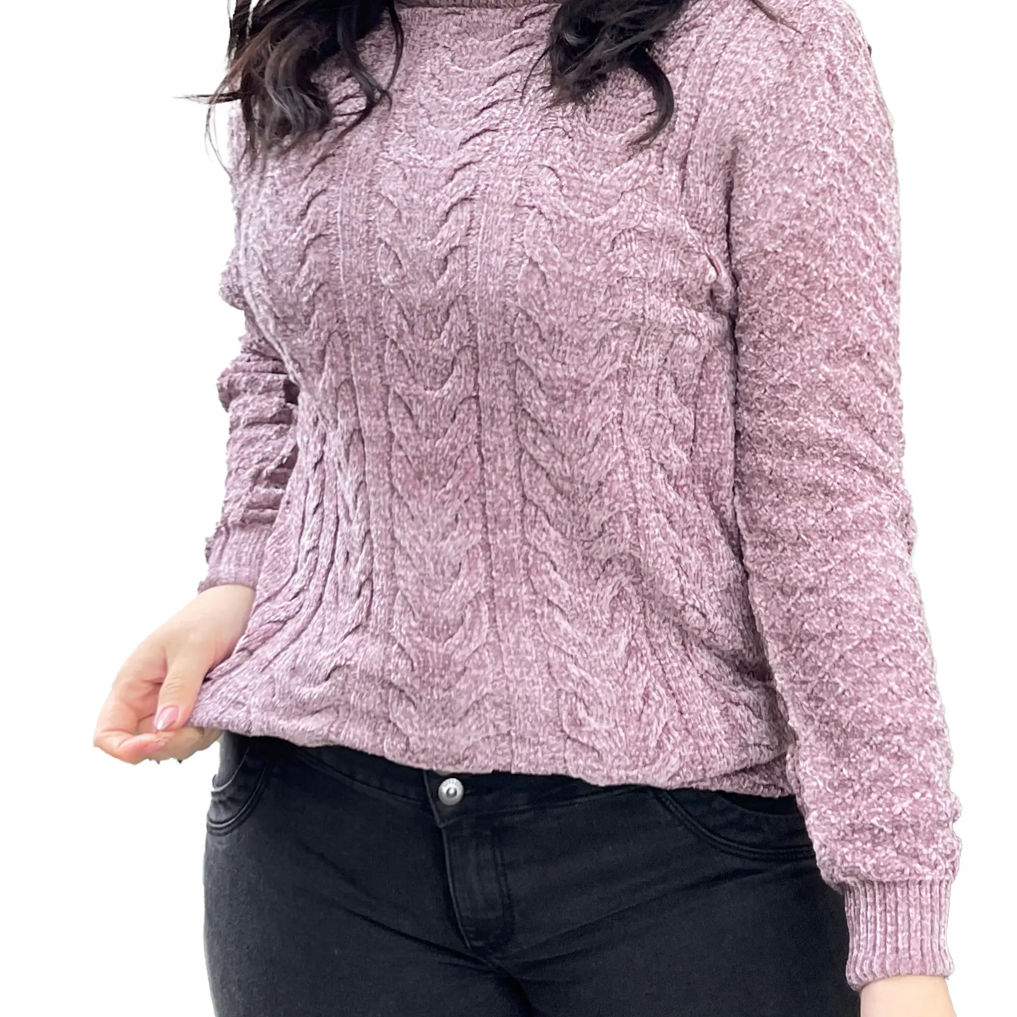 Sweater cuello alto mujer Chenille Luciana 12