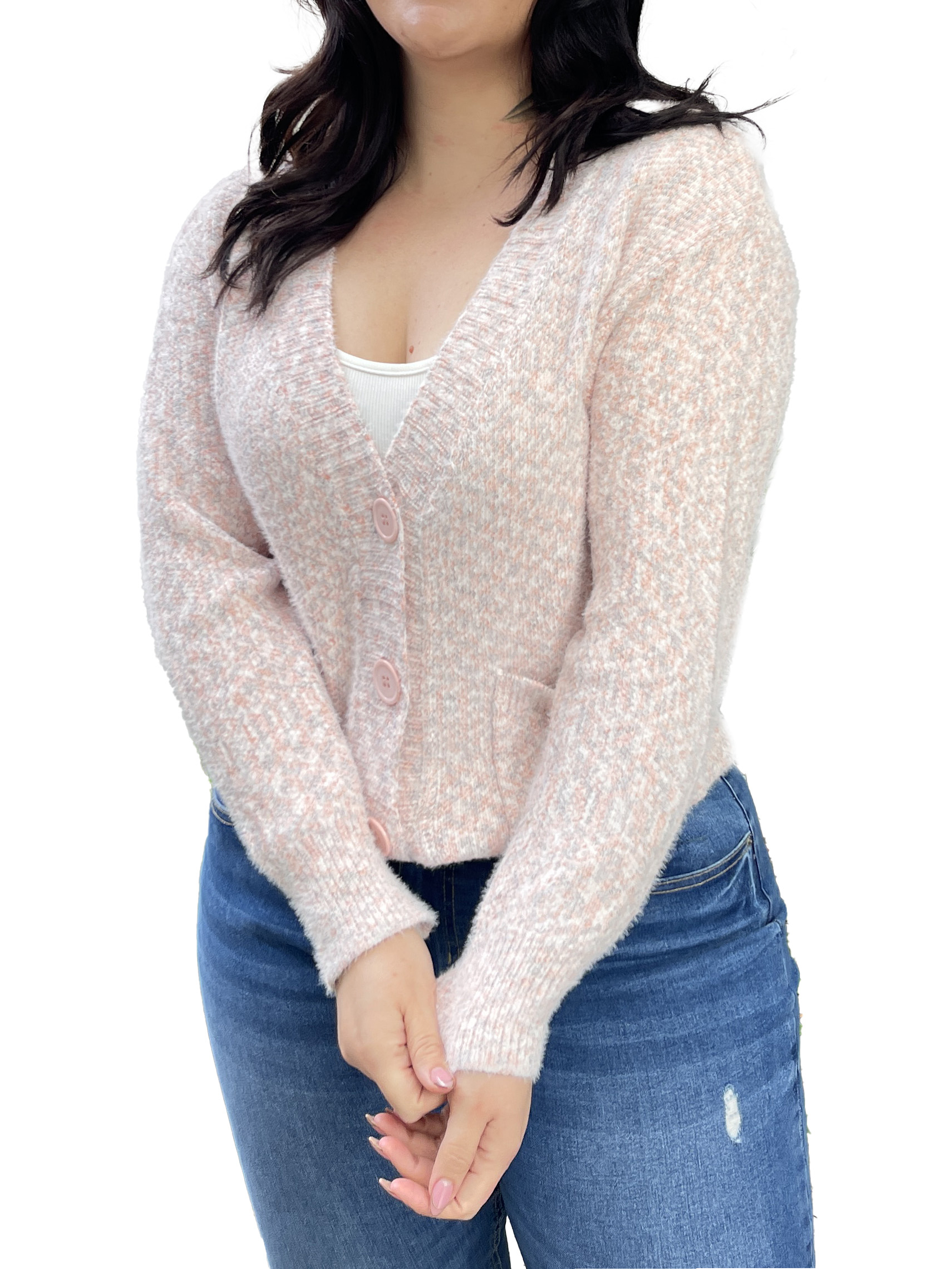 Cárdigan Botones jaspeado softy colores 6