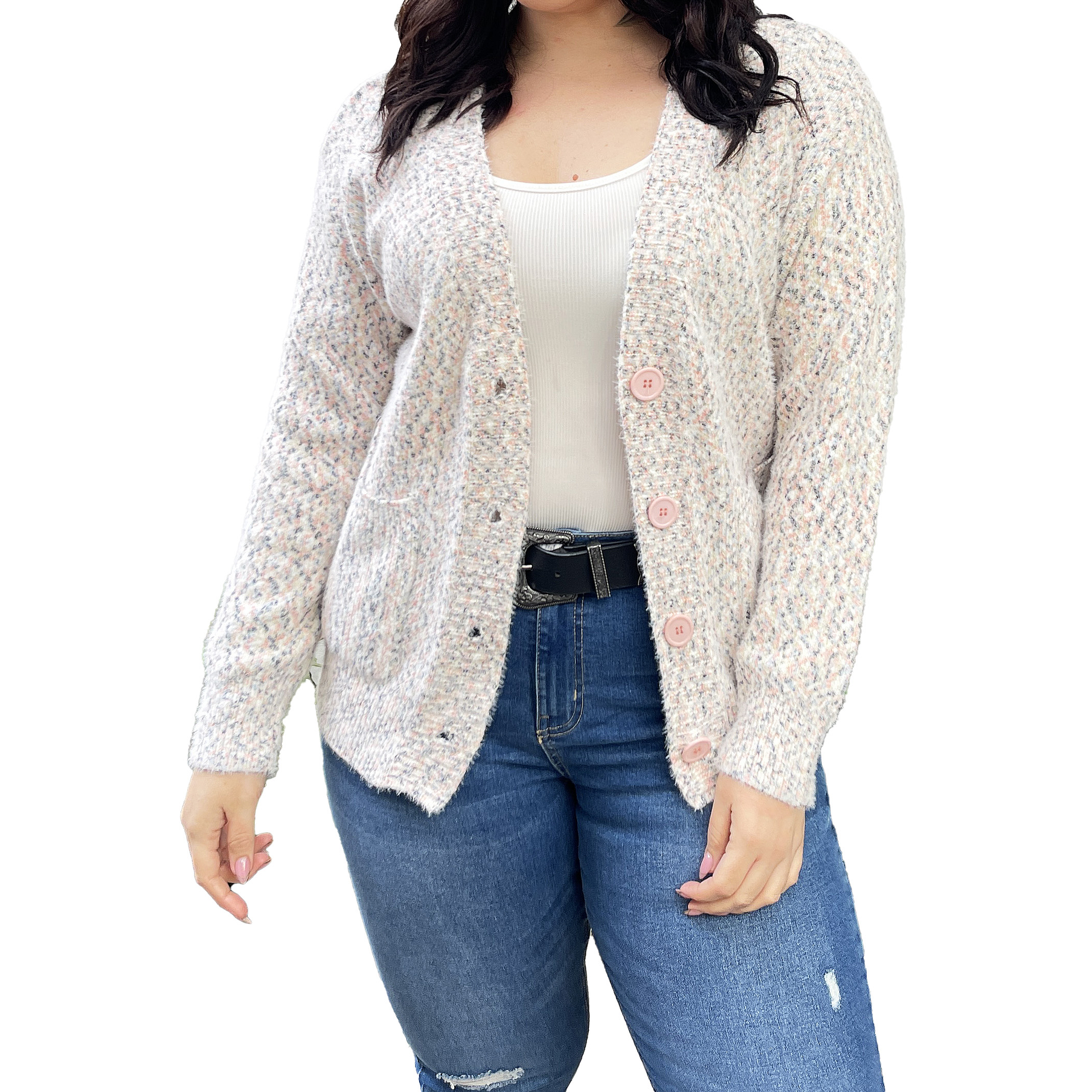 Cárdigan Botones jaspeado softy colores 4