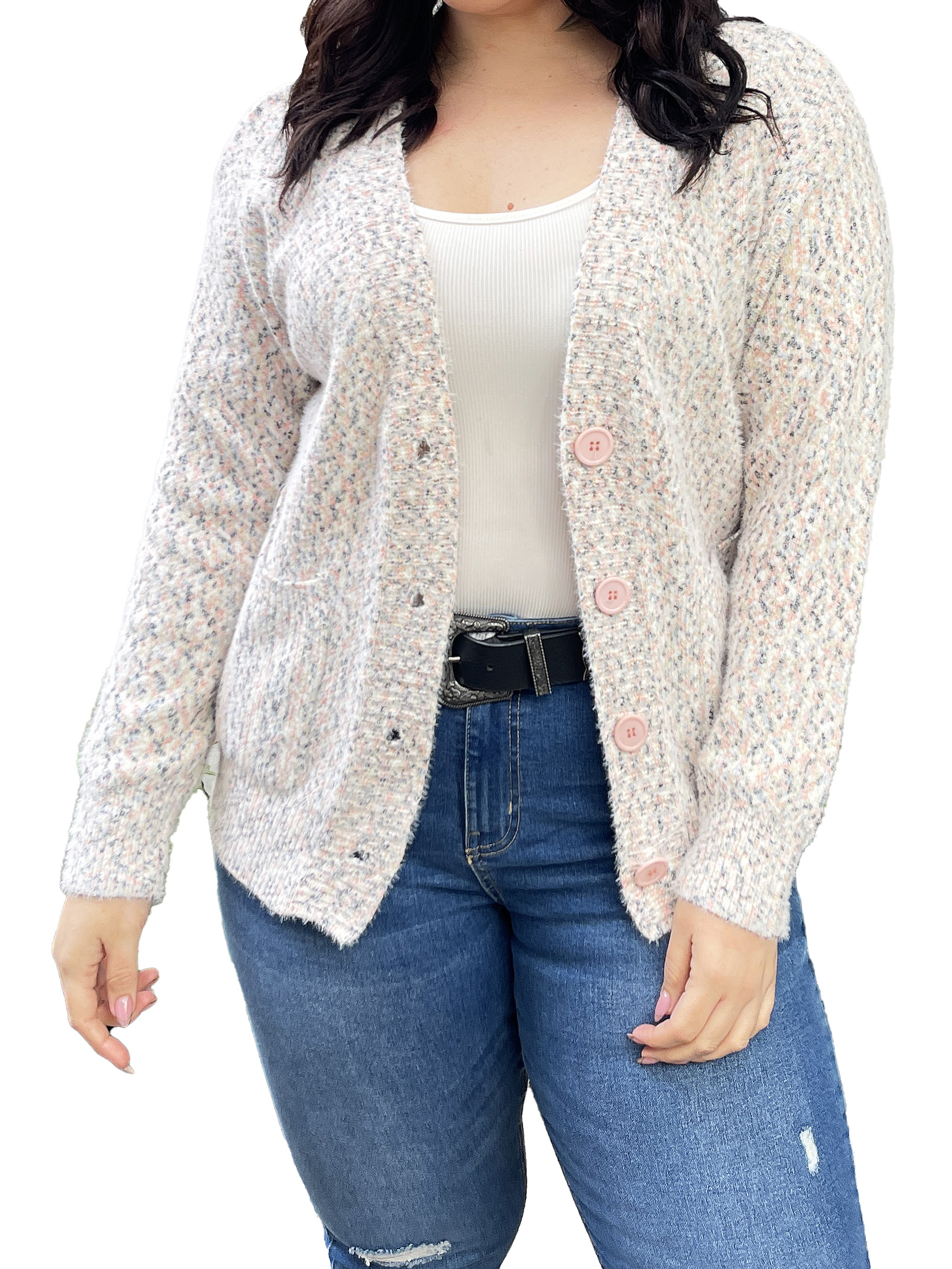 Cárdigan Botones jaspeado softy colores 4