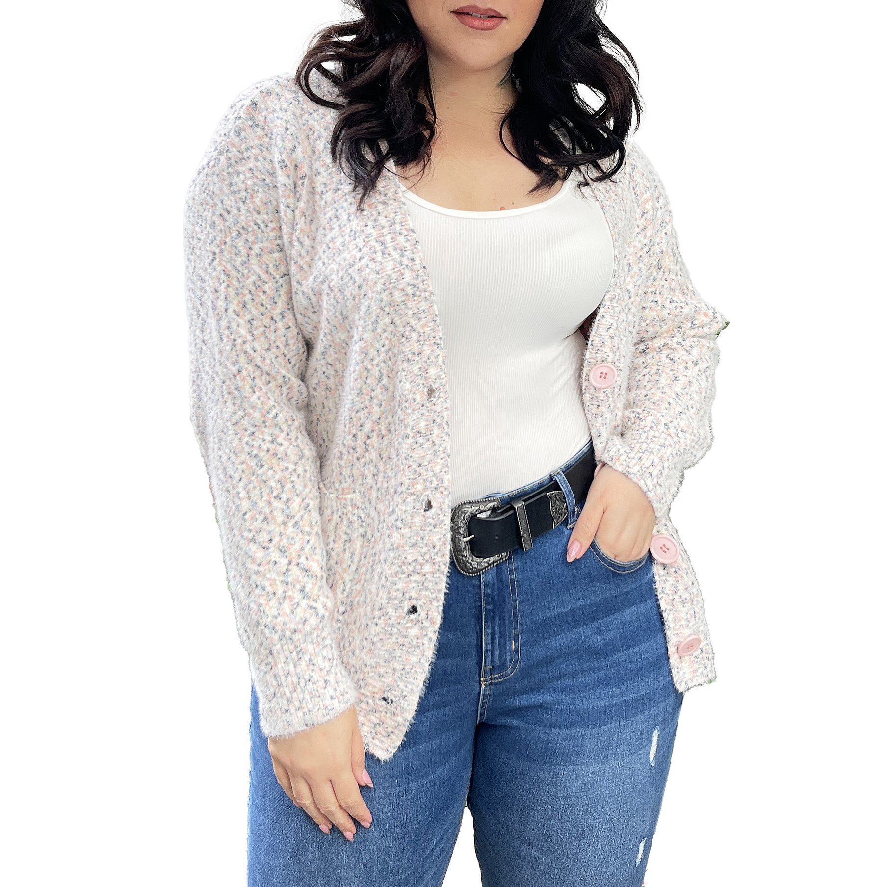 Cárdigan Botones jaspeado softy colores 3