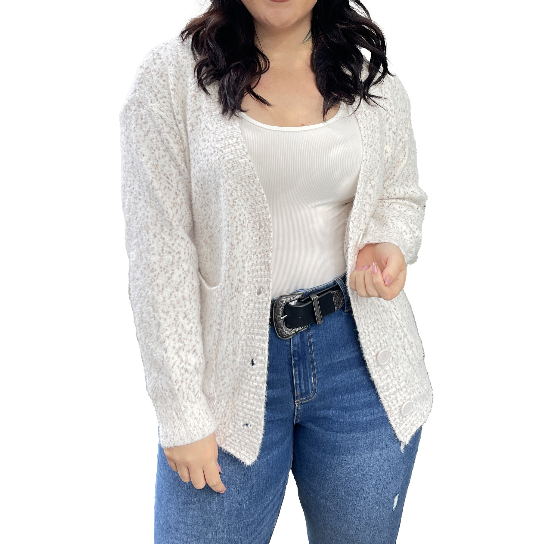 Cárdigan Botones jaspeado softy colores 1