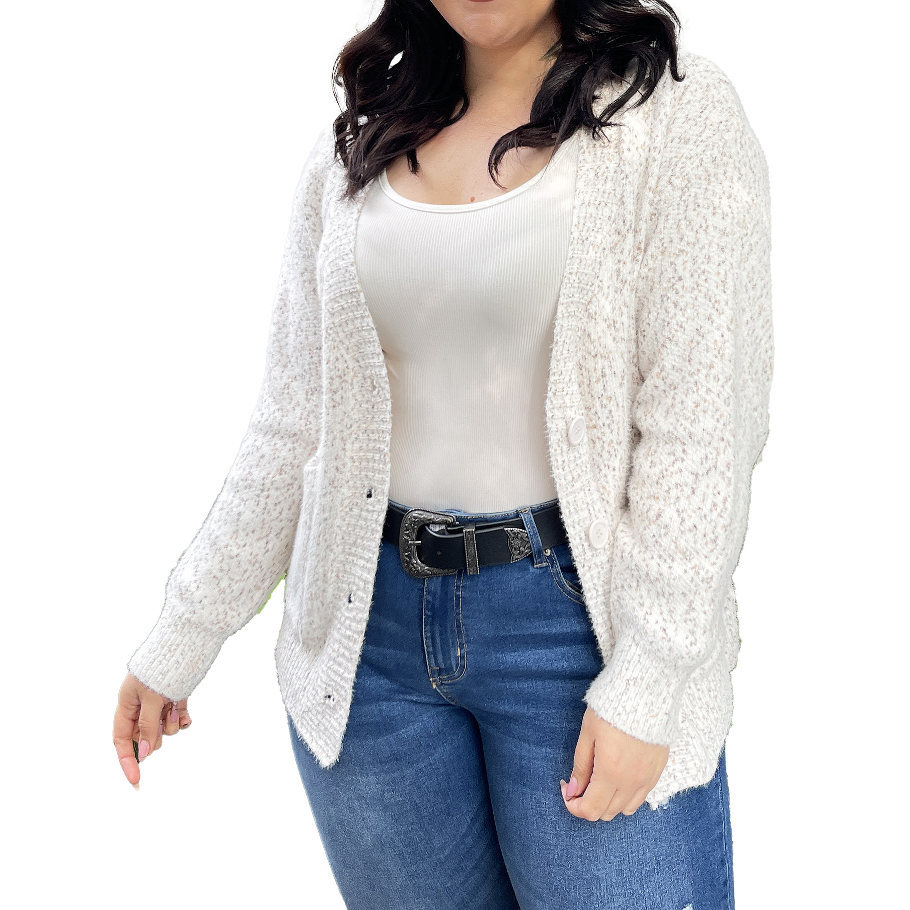 Cárdigan Botones jaspeado softy colores 10