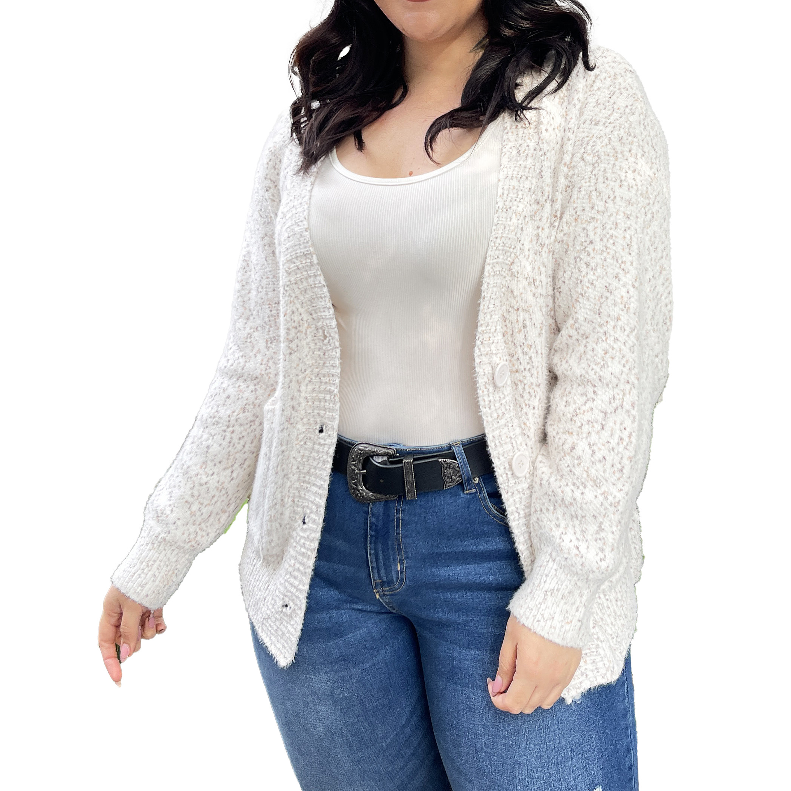 Cárdigan Botones jaspeado softy colores 10