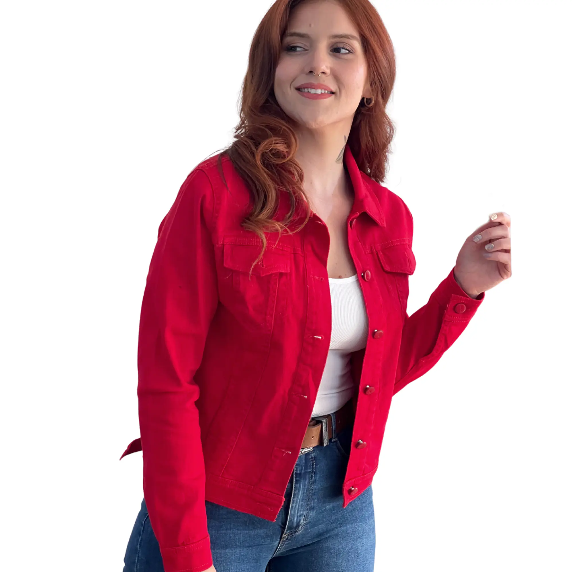 Chaqueta Mezclilla Denim Rojo 1