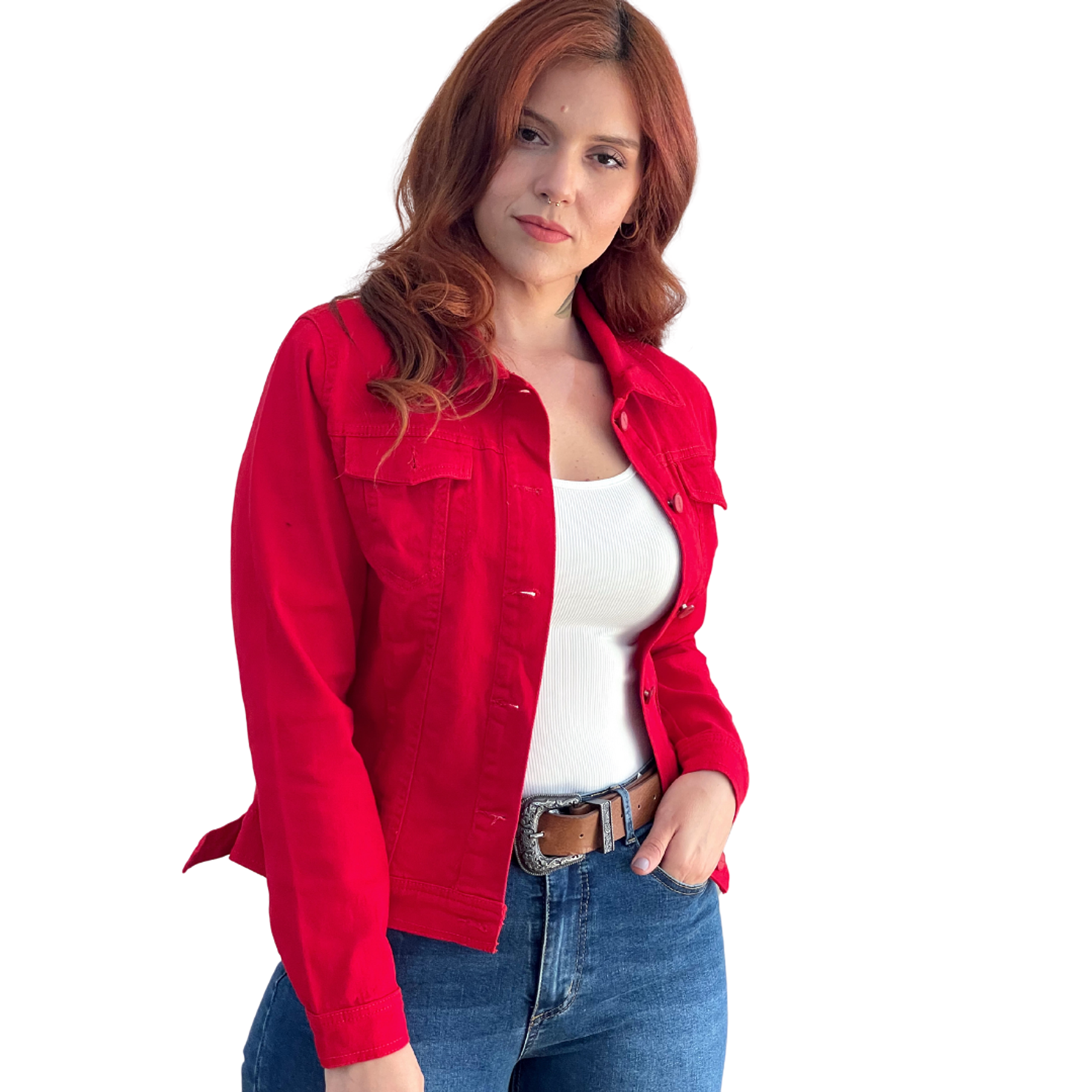 Chaqueta Mezclilla Denim Rojo 3
