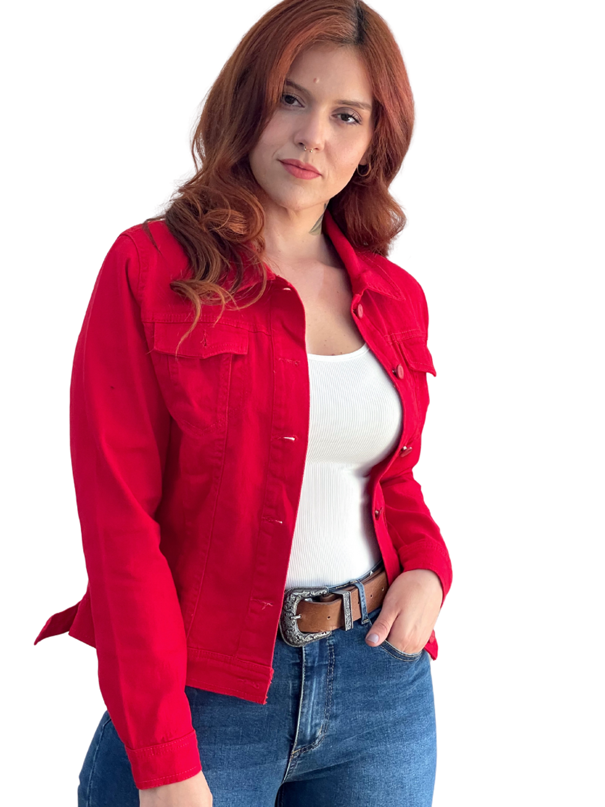Chaqueta Mezclilla Denim Rojo 3