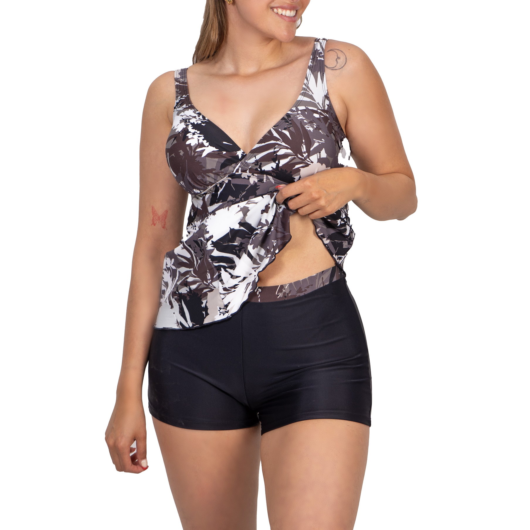 Tankini short mujer escote V estampados 3