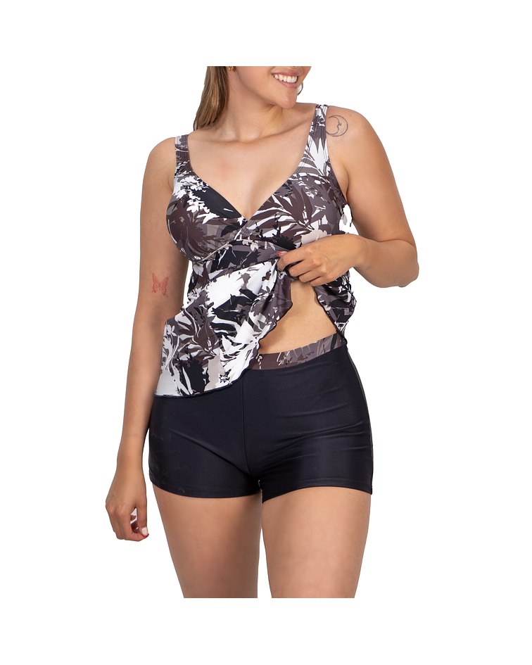 Tankini short mujer escote V estampados