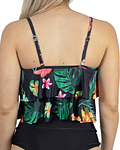 Top vuelos maori floral negro