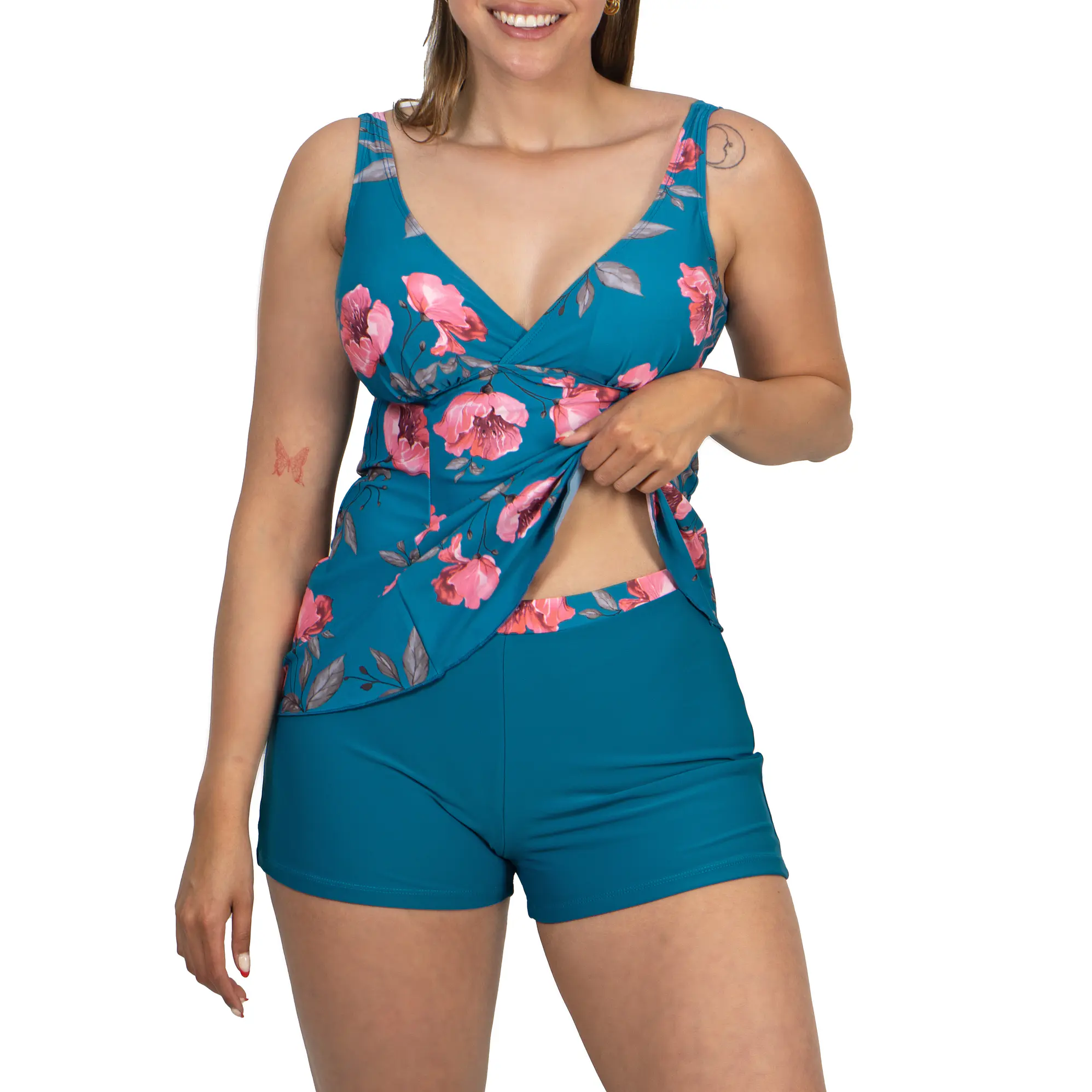 Tankini short mujer escote V estampados 5