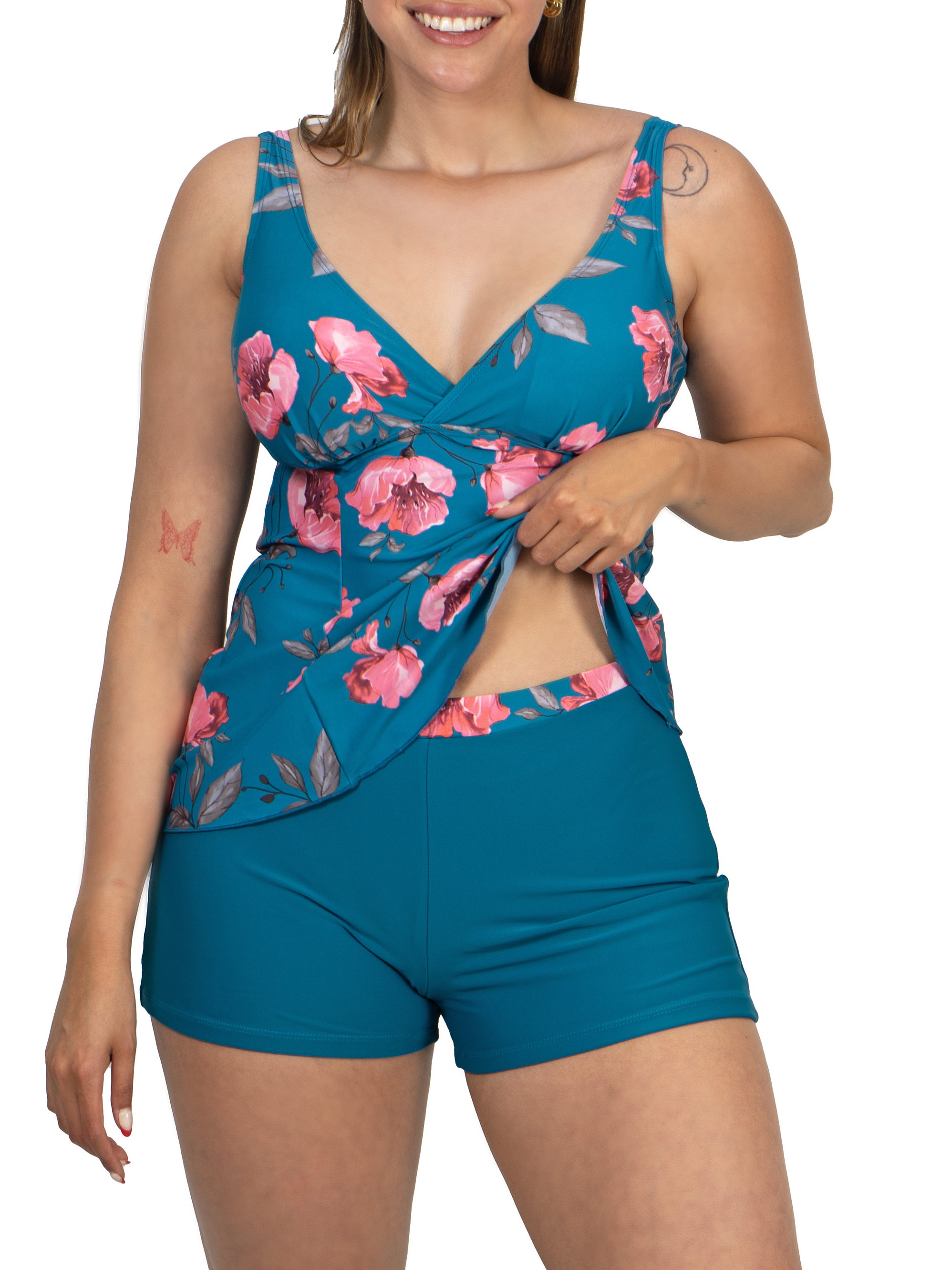 Tankini short mujer escote V estampados 5