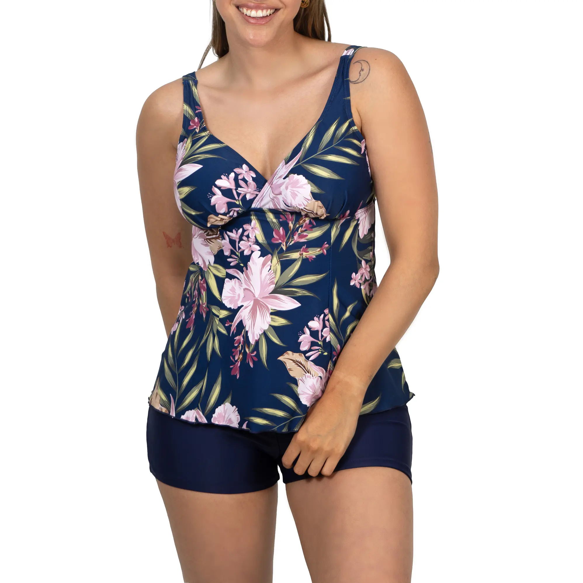 Tankini short mujer escote V estampados 9
