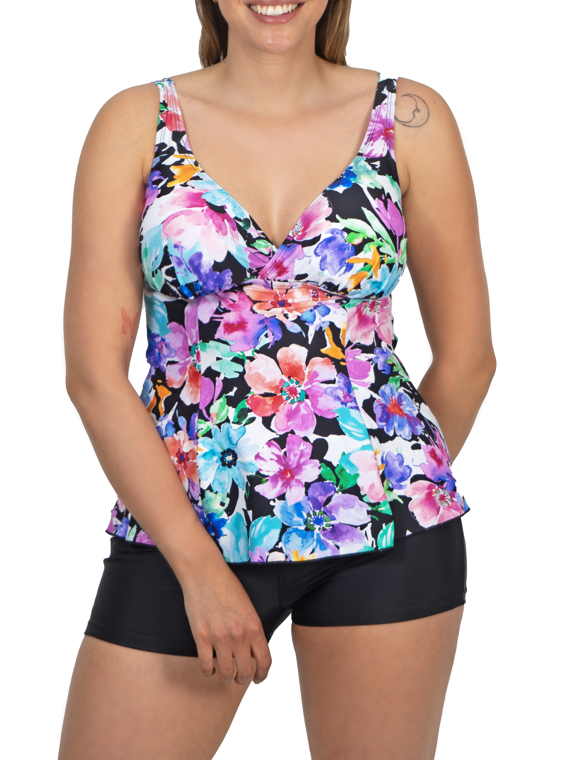 Tankini short mujer escote V estampados 14