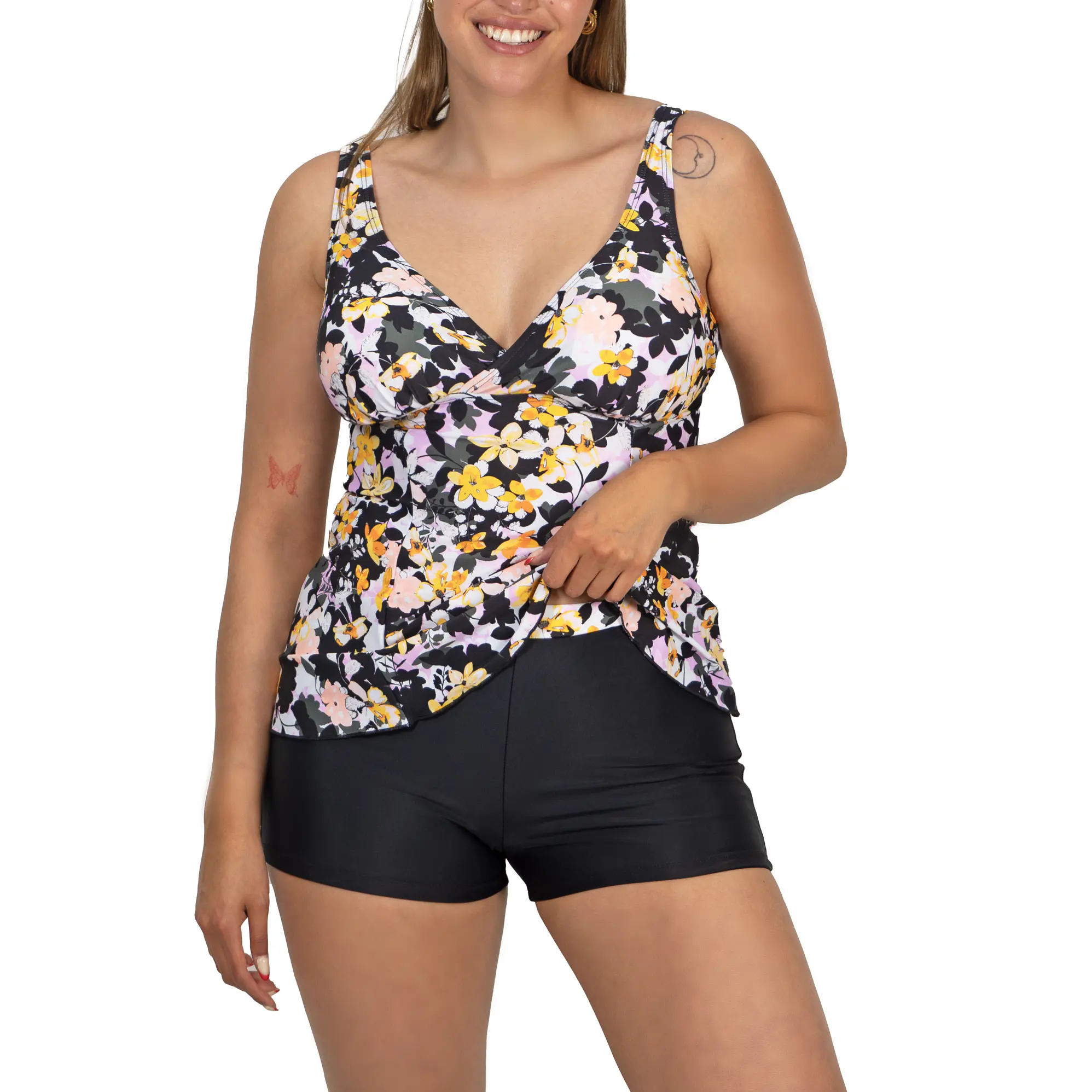 Tankini short mujer escote V estampados 15