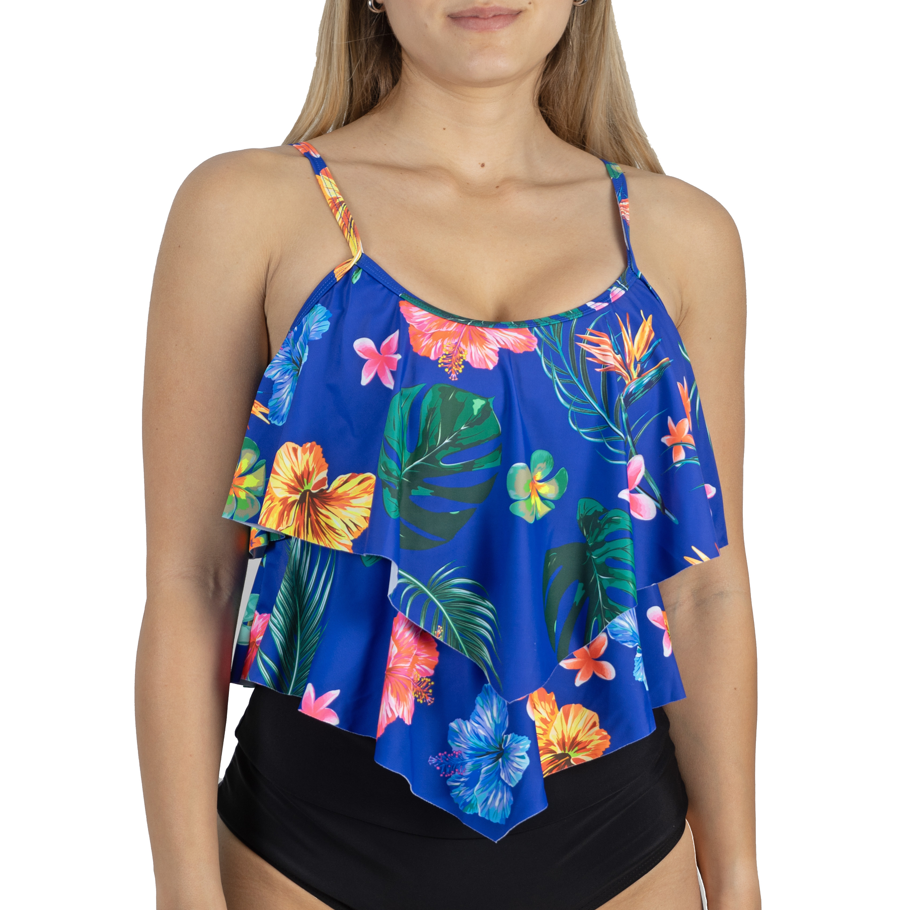 Top vuelos maori floral azul 2